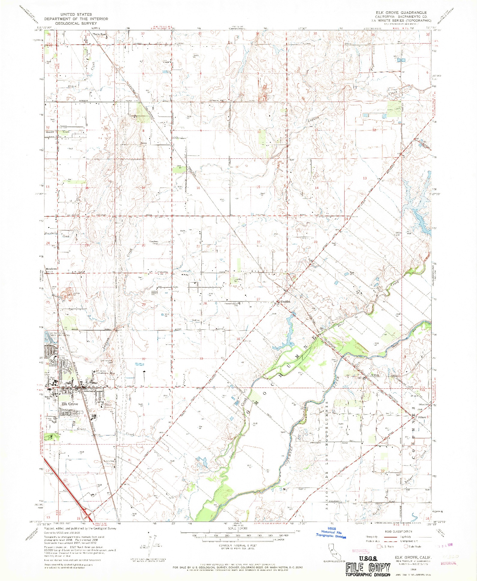 USGS 1:24000-SCALE QUADRANGLE FOR ELK GROVE, CA 1968