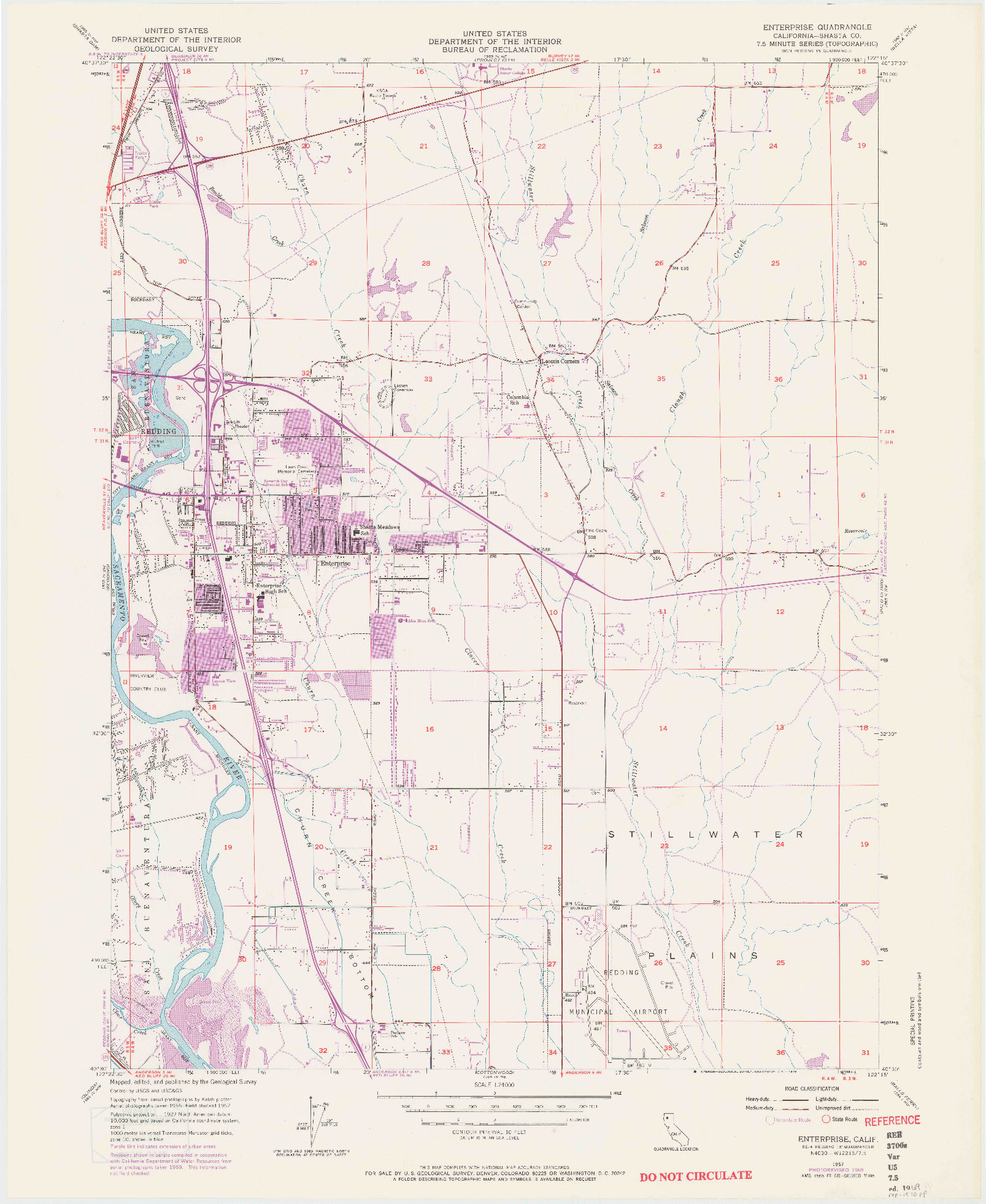 USGS 1:24000-SCALE QUADRANGLE FOR ENTERPRISE, CA 1957