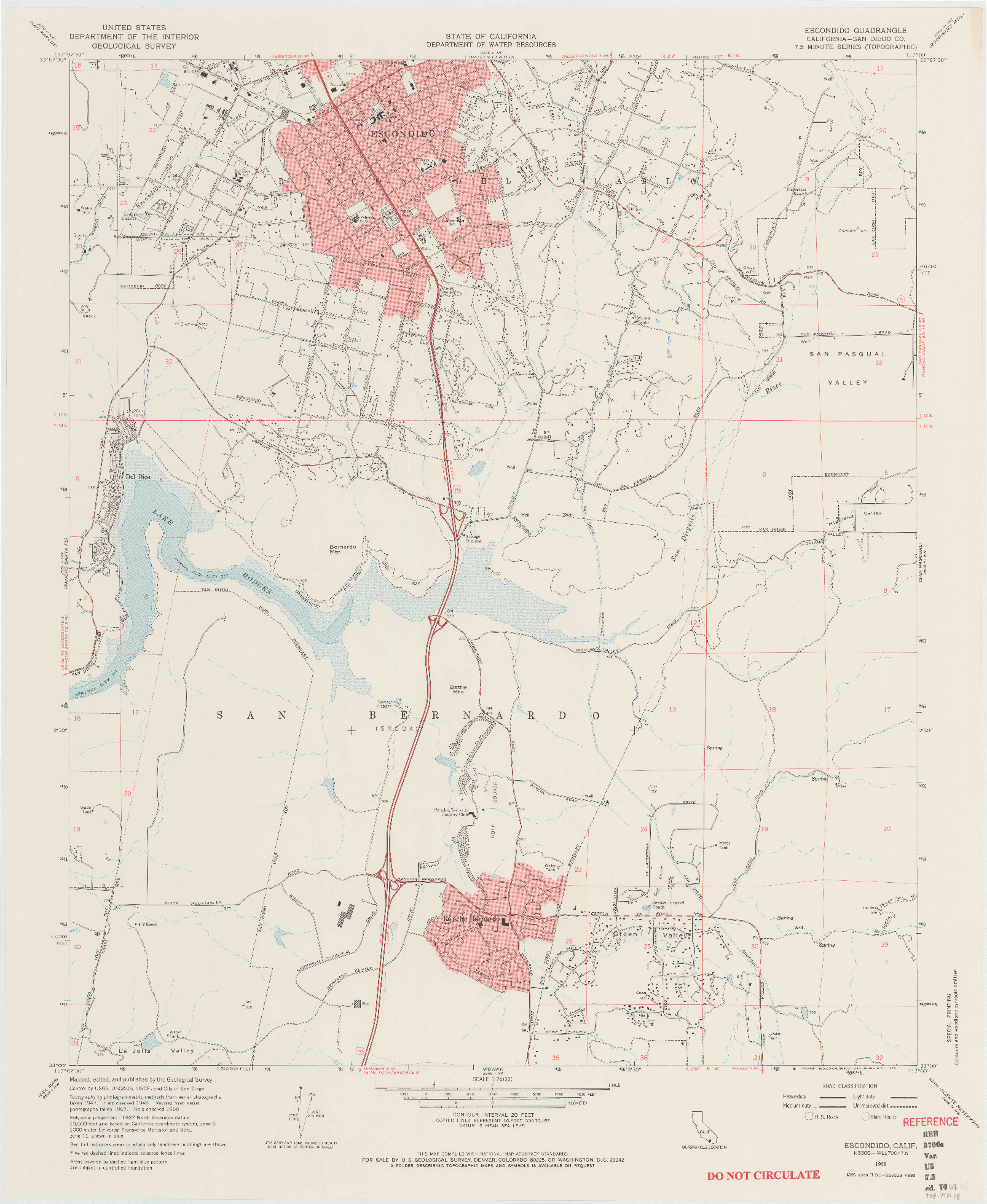 USGS 1:24000-SCALE QUADRANGLE FOR ESCONDIDO, CA 1968