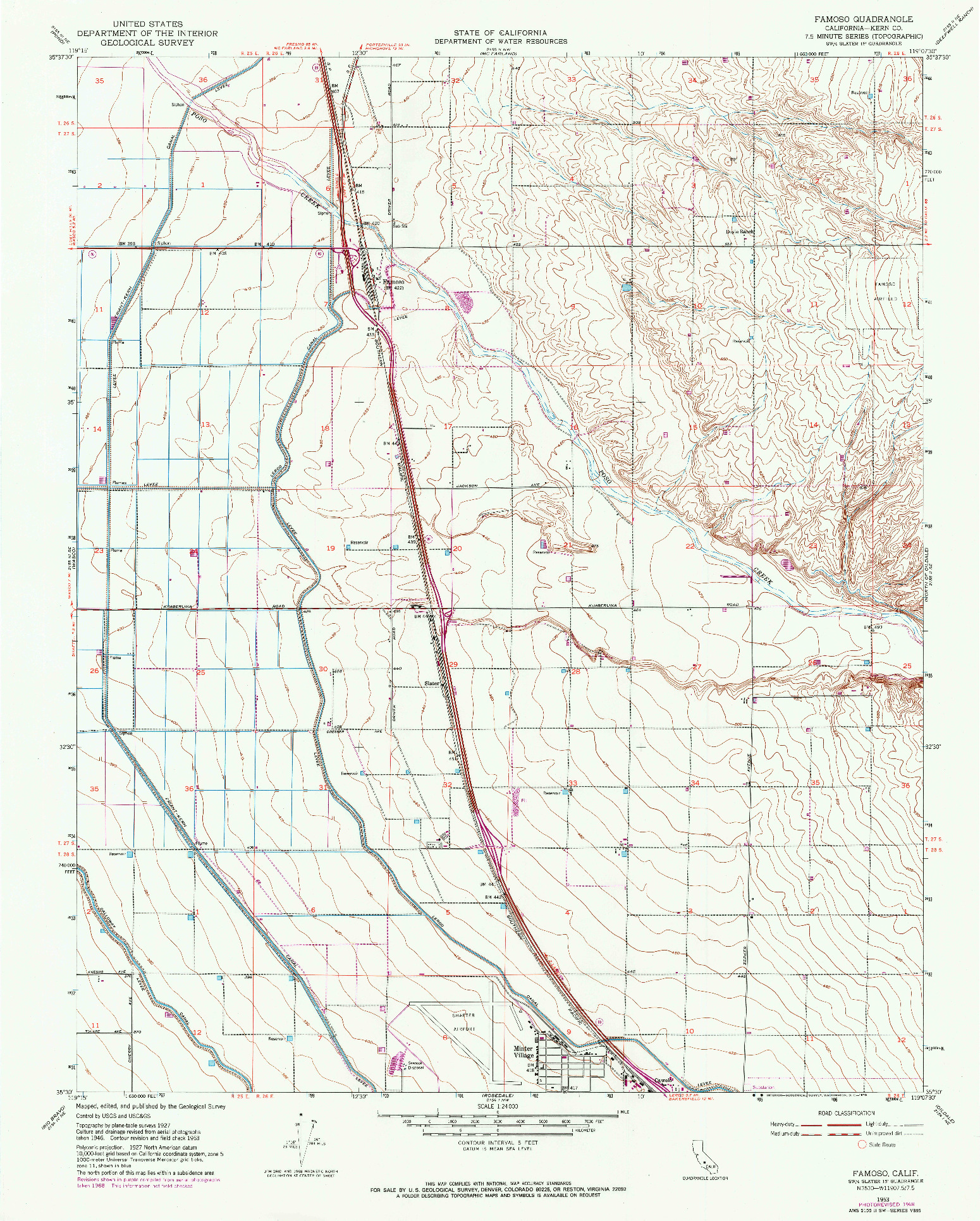 USGS 1:24000-SCALE QUADRANGLE FOR FAMOSO, CA 1953