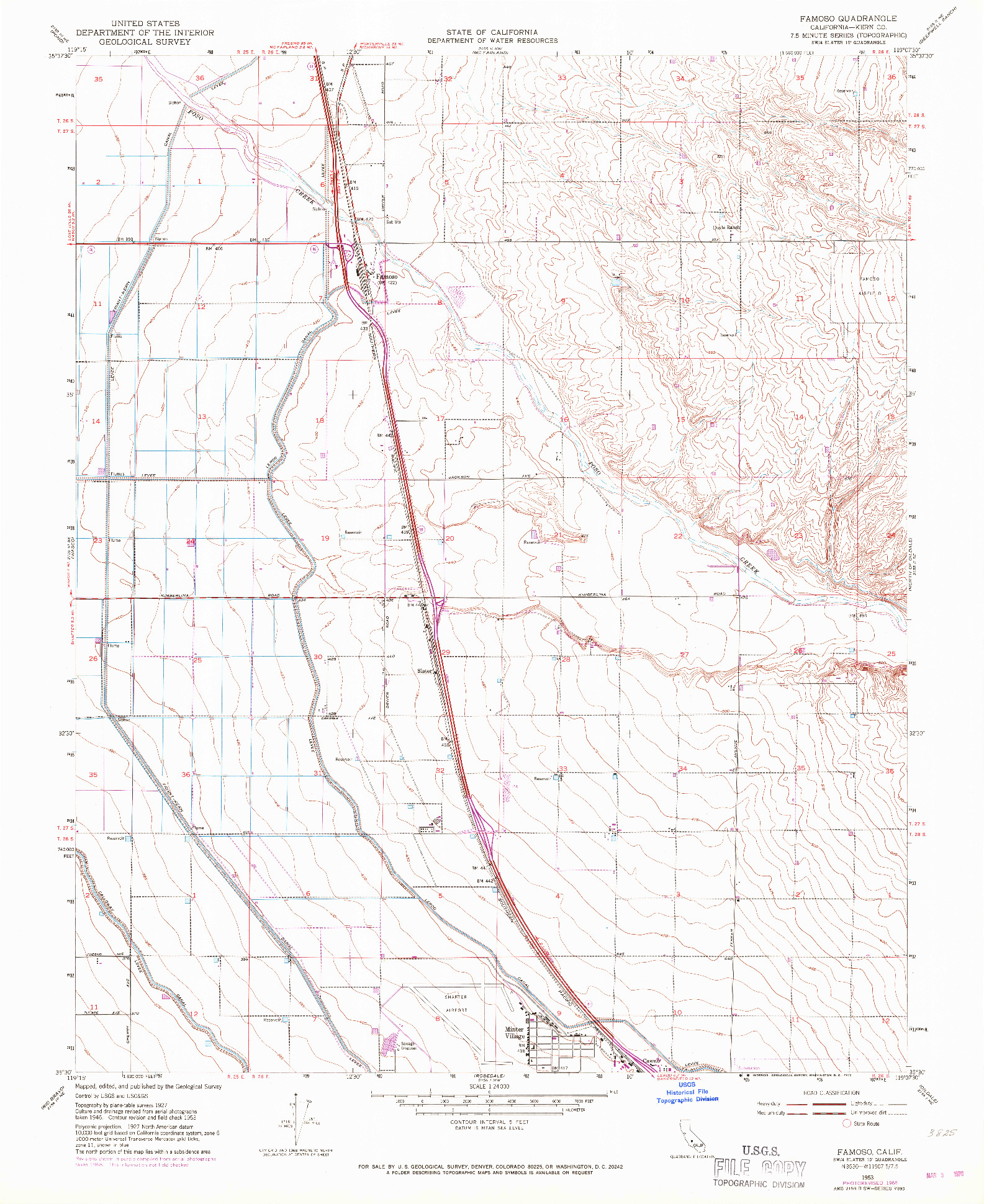 USGS 1:24000-SCALE QUADRANGLE FOR FAMOSO, CA 1953