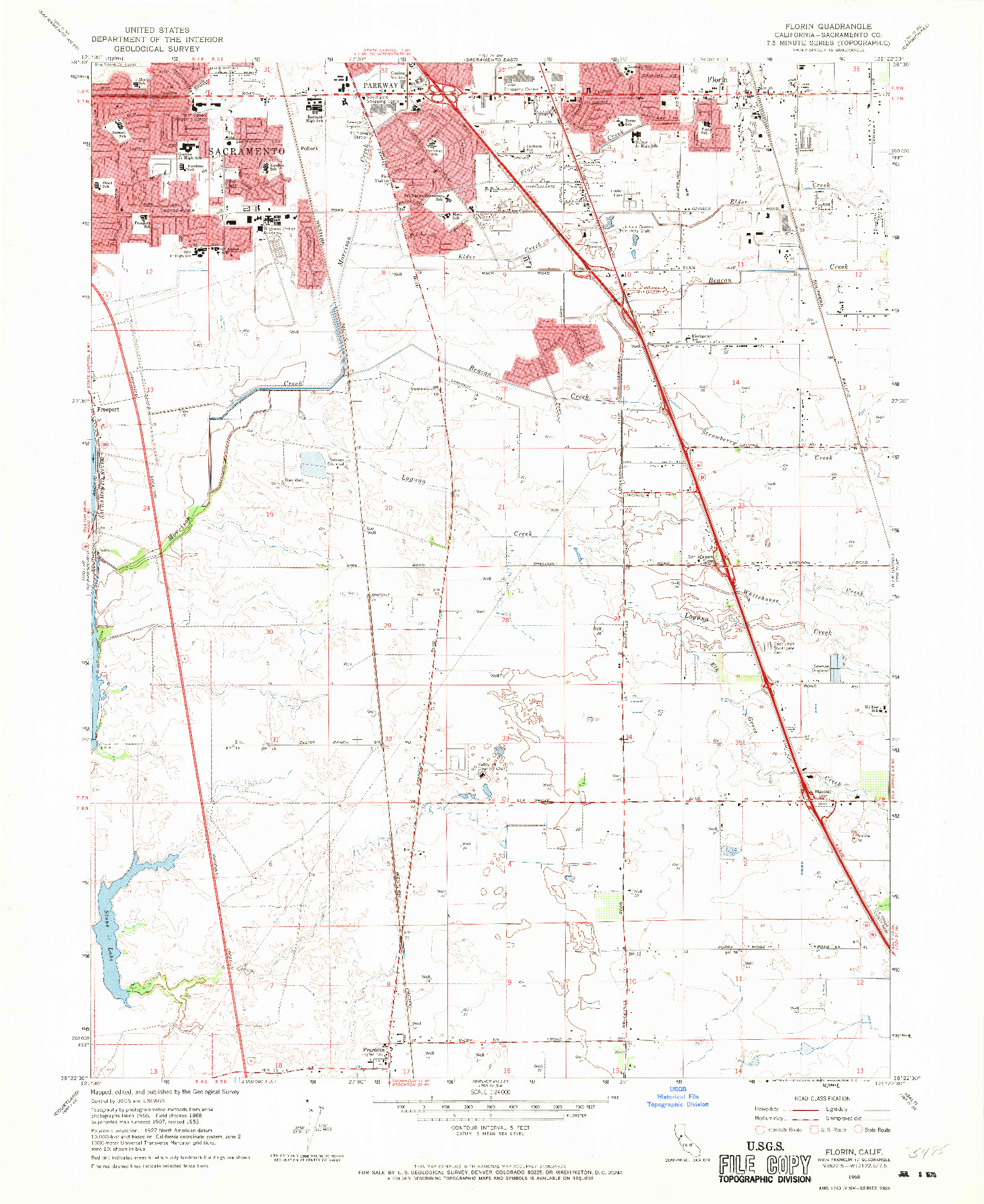 USGS 1:24000-SCALE QUADRANGLE FOR FLORIN, CA 1968