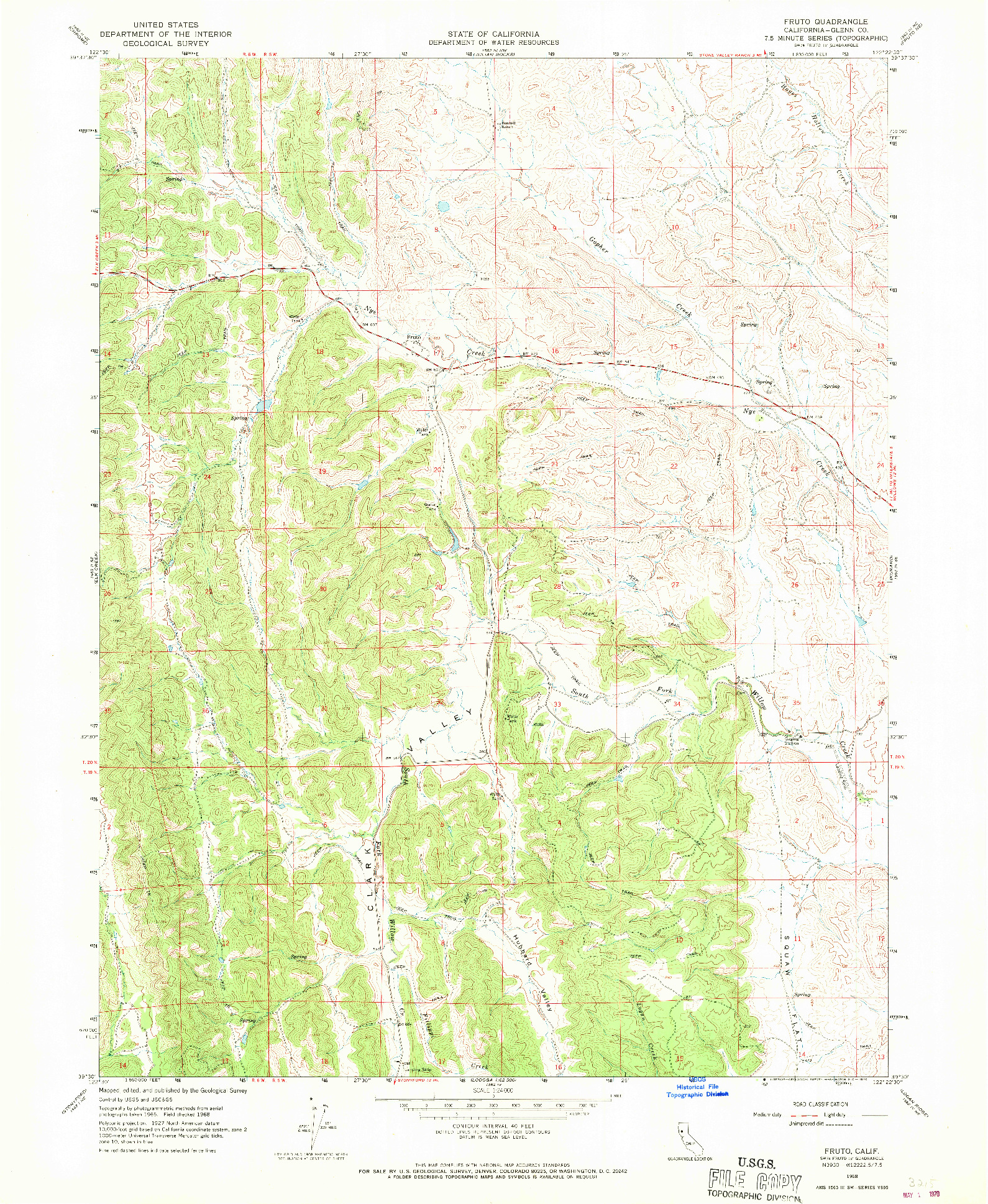 USGS 1:24000-SCALE QUADRANGLE FOR FRUTO, CA 1968