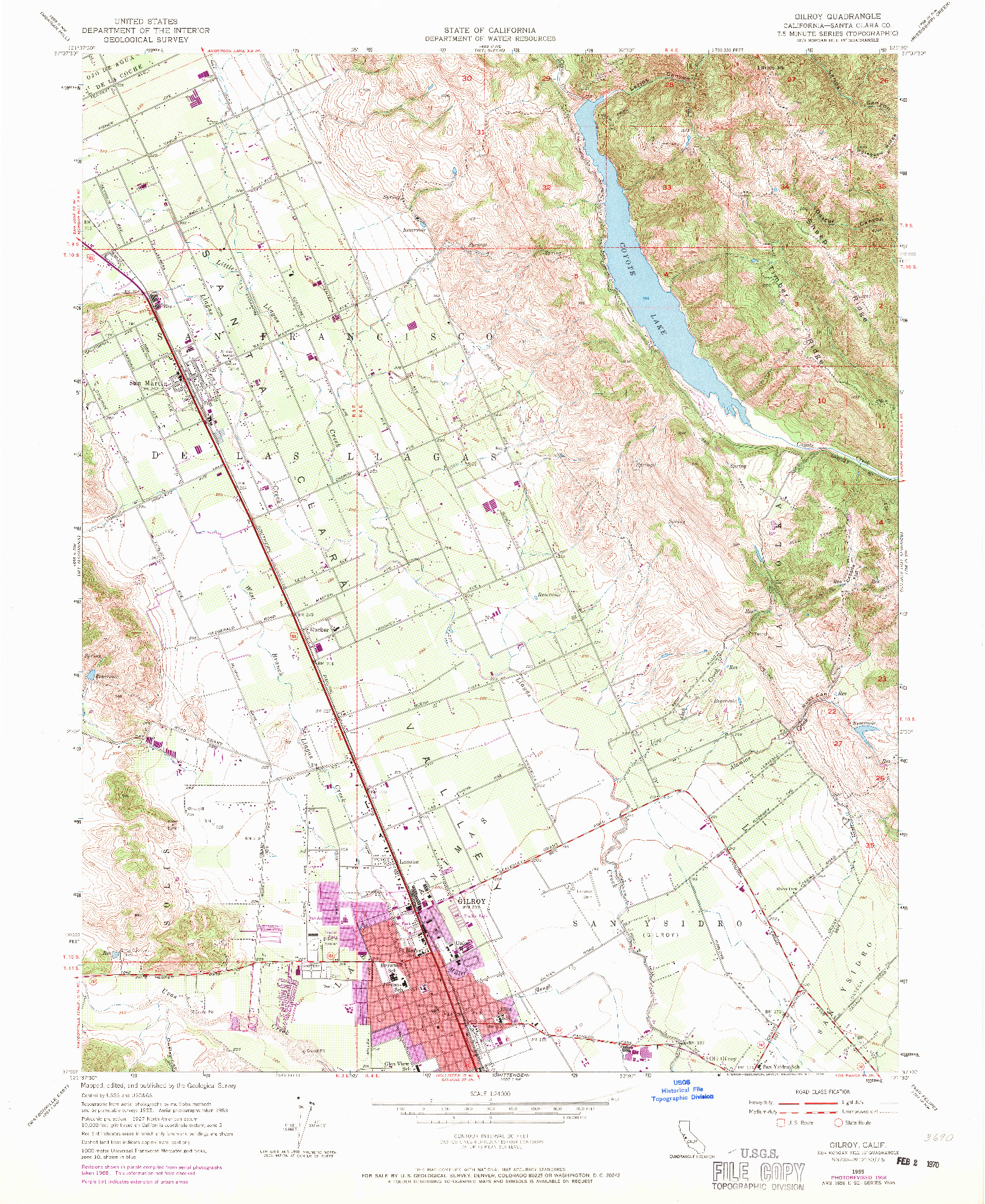 USGS 1:24000-SCALE QUADRANGLE FOR GILROY, CA 1955