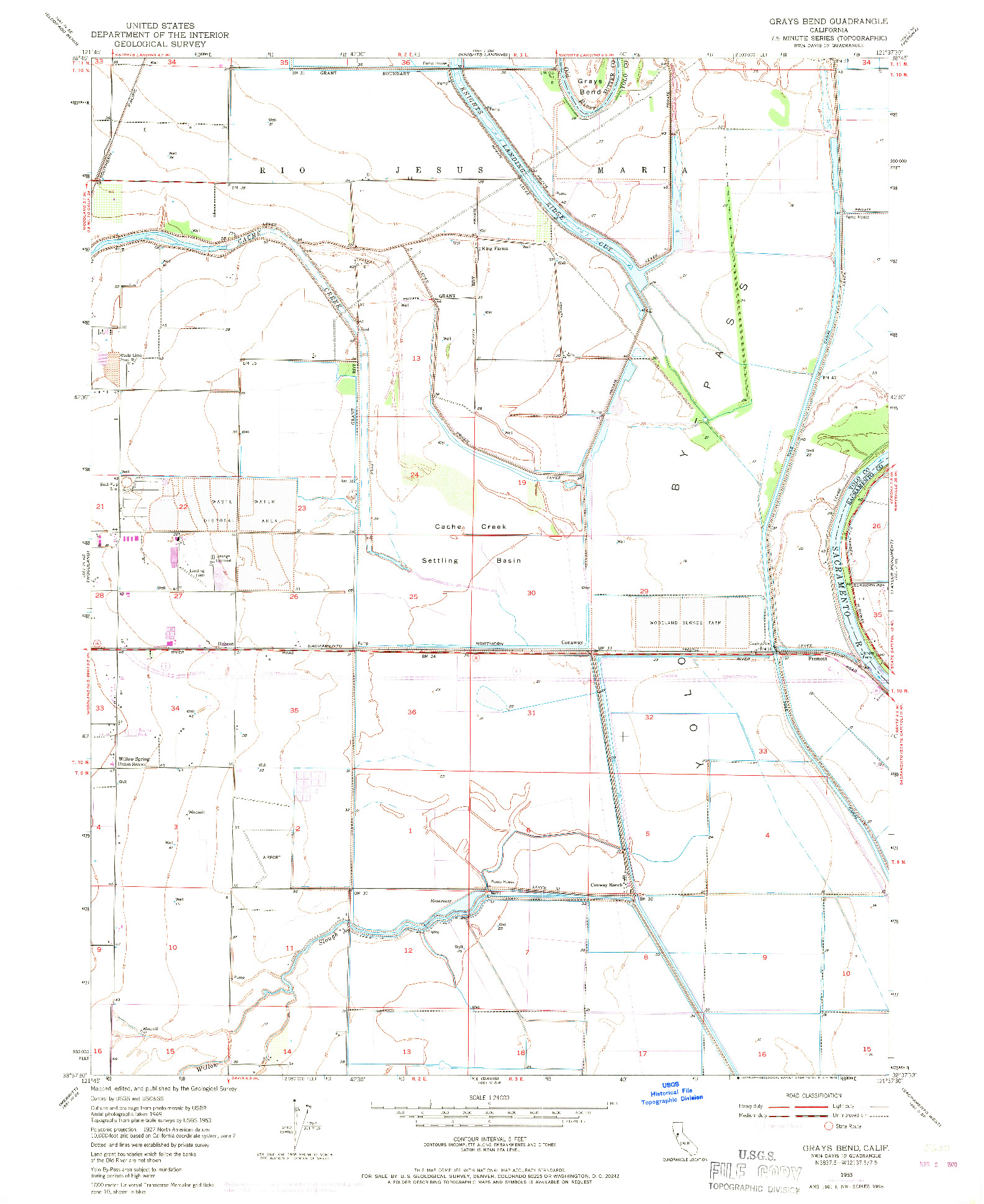 USGS 1:24000-SCALE QUADRANGLE FOR GRAYS BEND, CA 1953