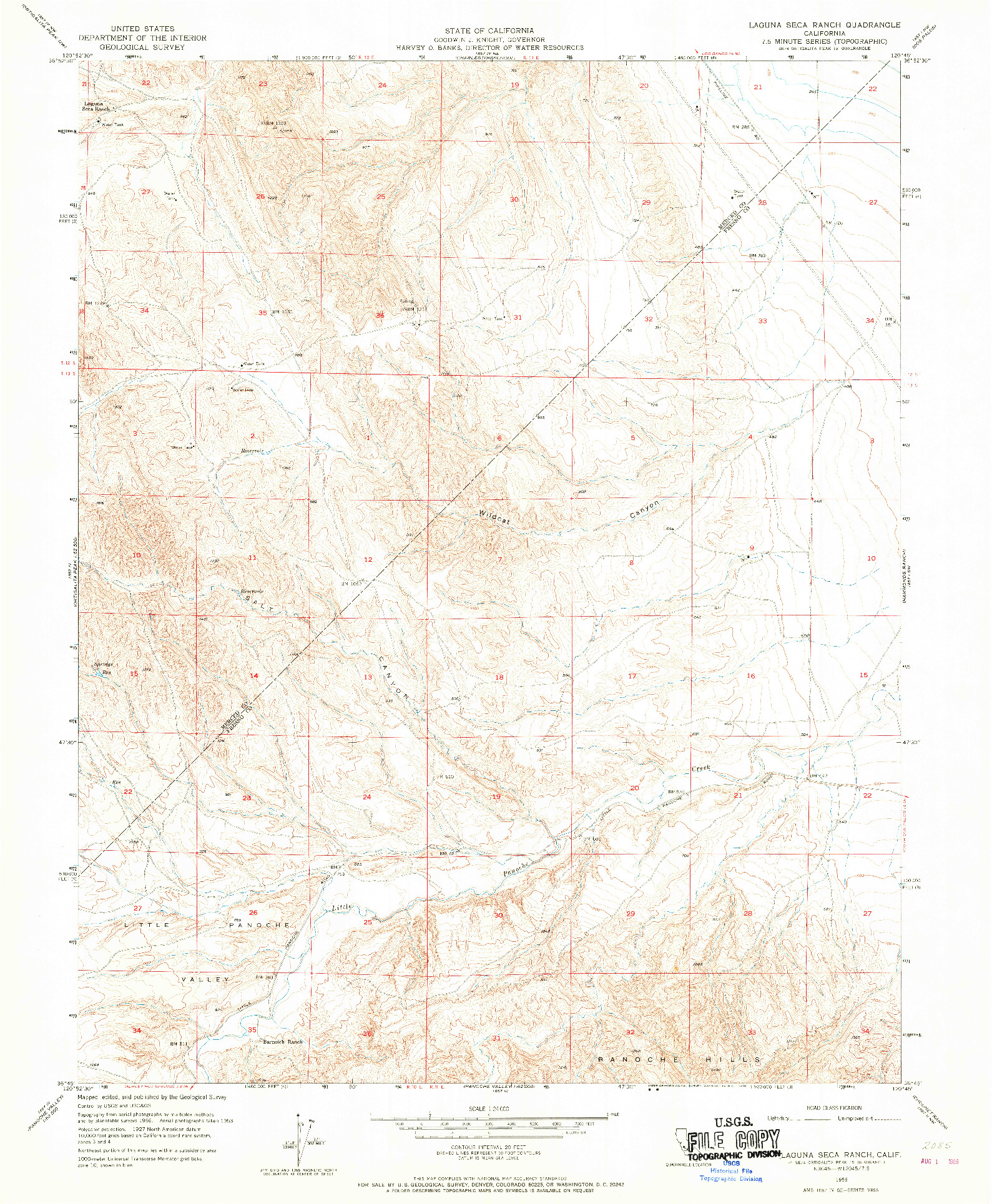 USGS 1:24000-SCALE QUADRANGLE FOR LAGUNA SECA RANCH, CA 1956