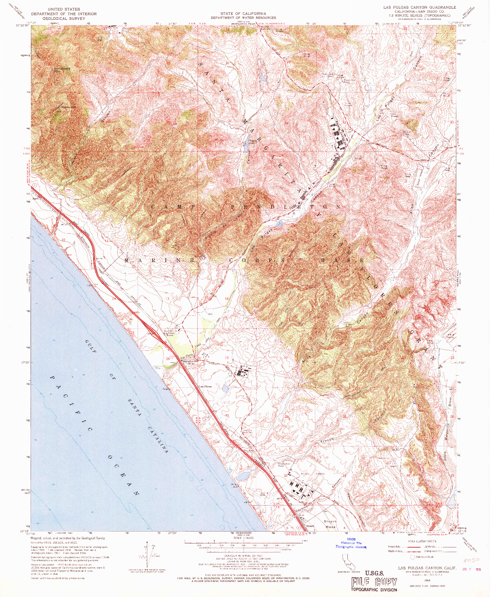 USGS 1:24000-SCALE QUADRANGLE FOR LAS PULGAS CANYON, CA 1968