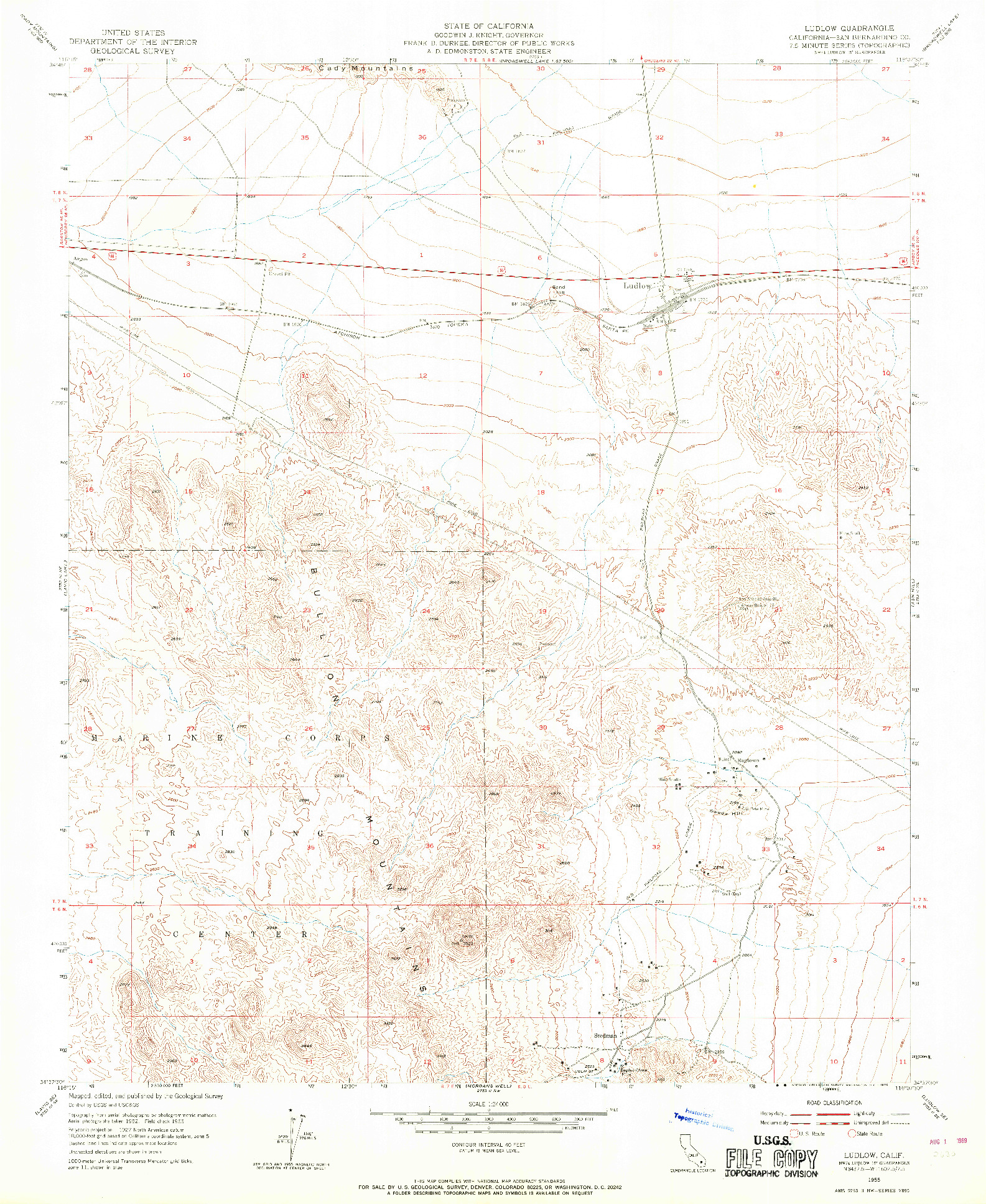 USGS 1:24000-SCALE QUADRANGLE FOR LUDLOW, CA 1955