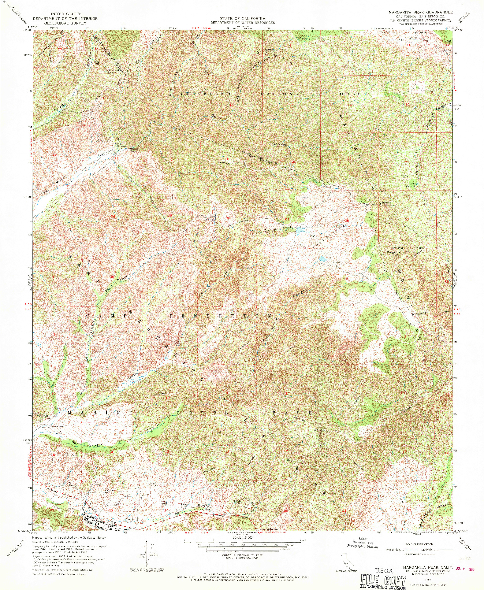 USGS 1:24000-SCALE QUADRANGLE FOR MARGARITA PEAK, CA 1968