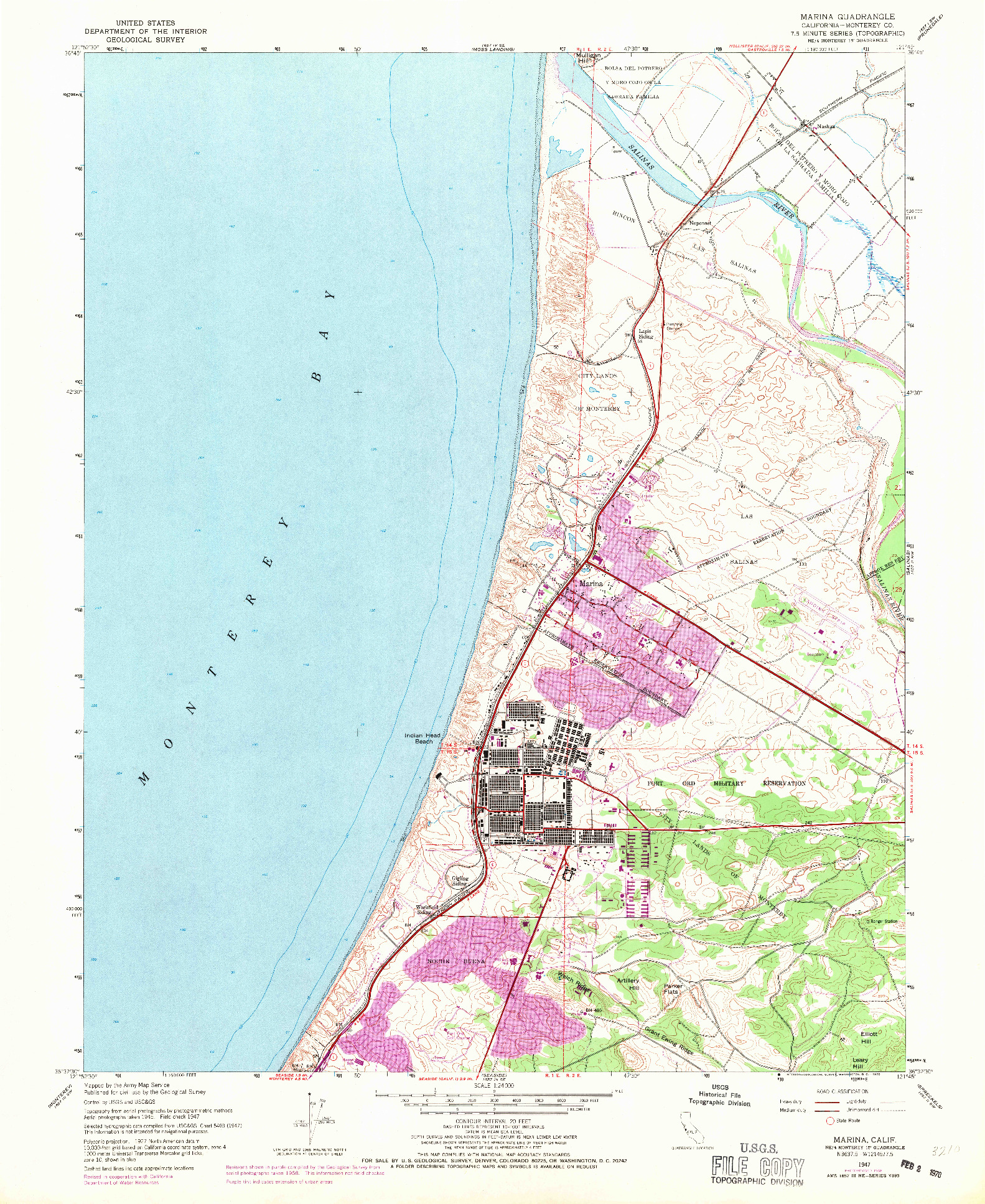 USGS 1:24000-SCALE QUADRANGLE FOR MARINA, CA 1947