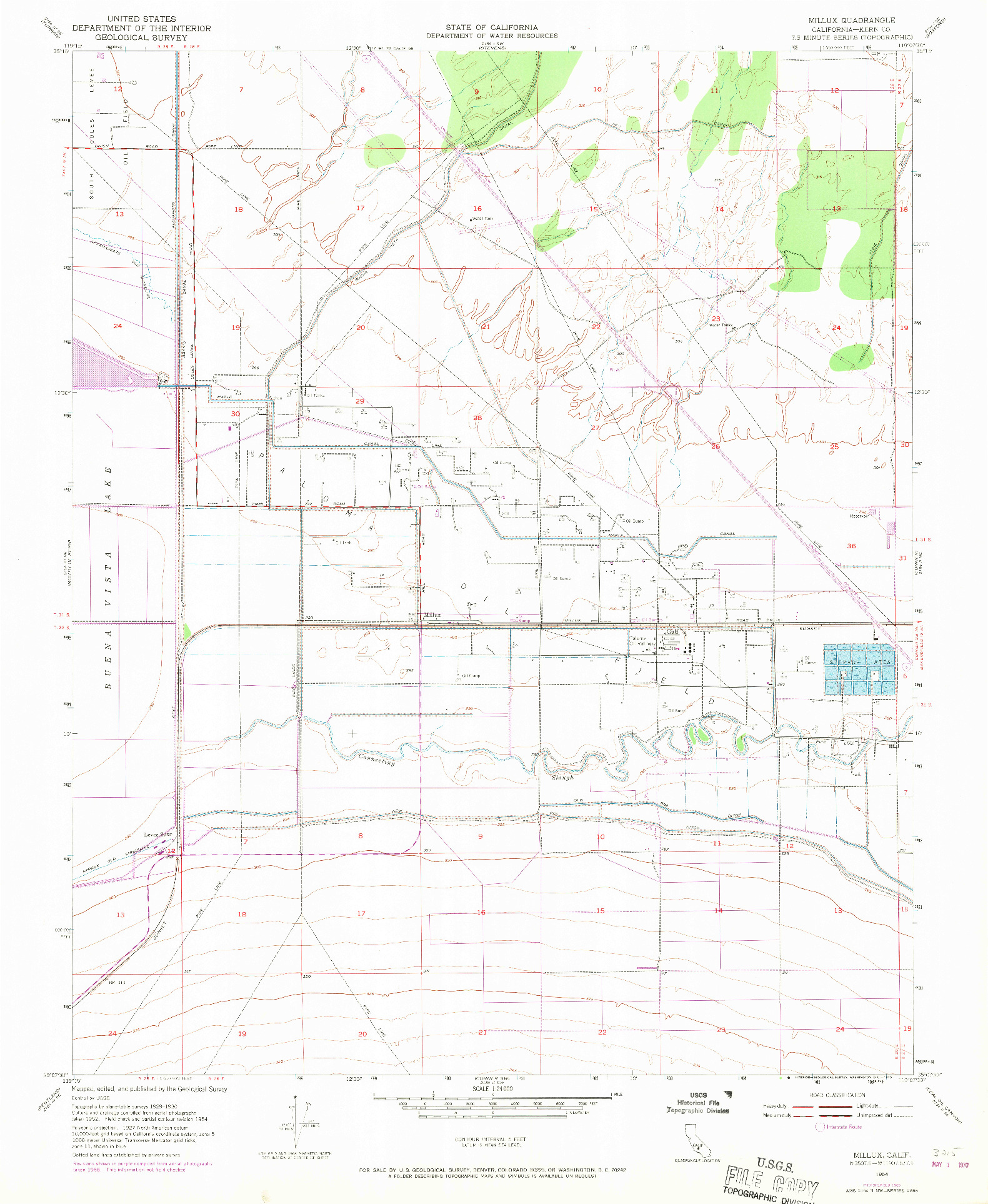 USGS 1:24000-SCALE QUADRANGLE FOR MILLUX, CA 1954