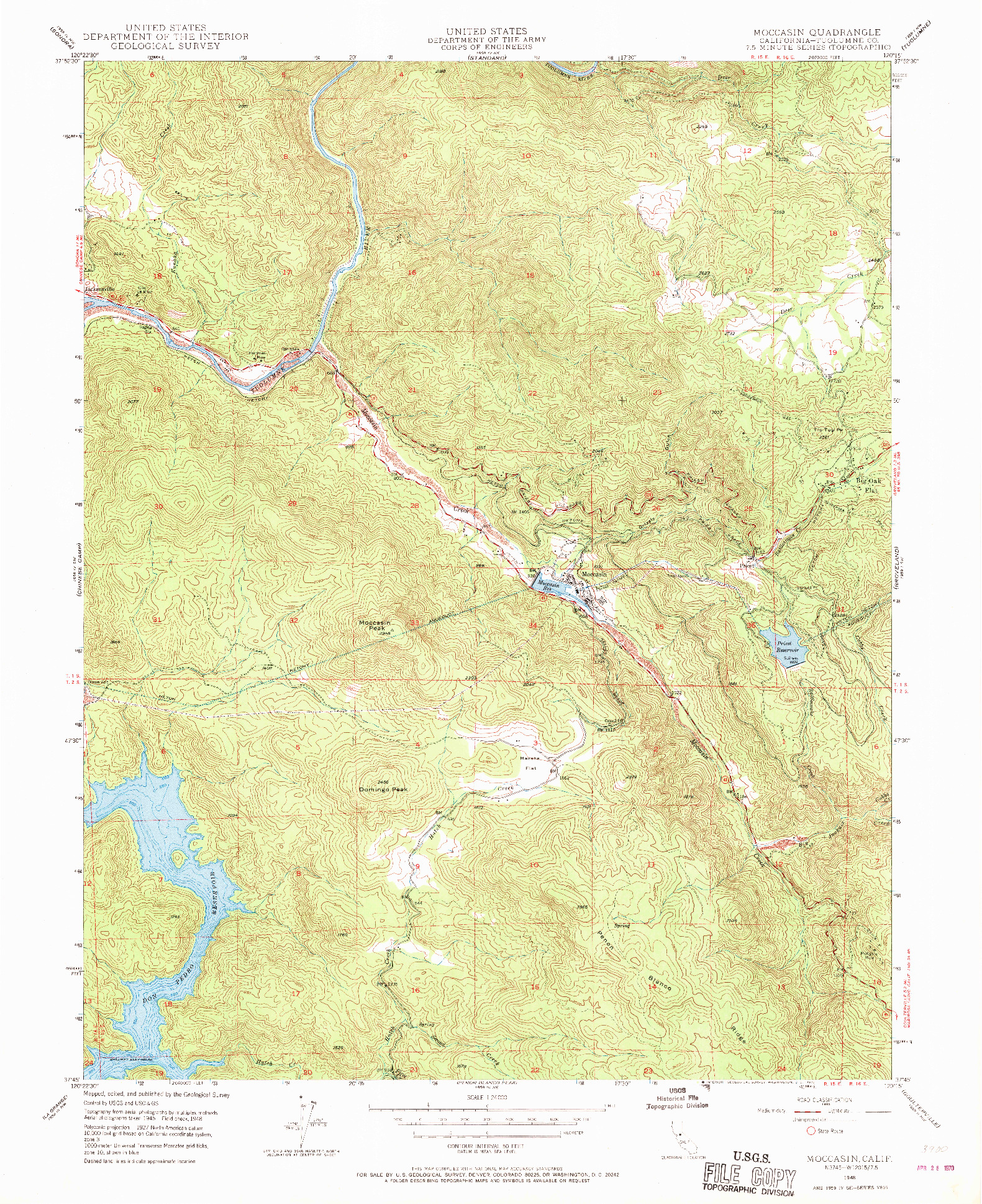 USGS 1:24000-SCALE QUADRANGLE FOR MOCCASIN, CA 1948