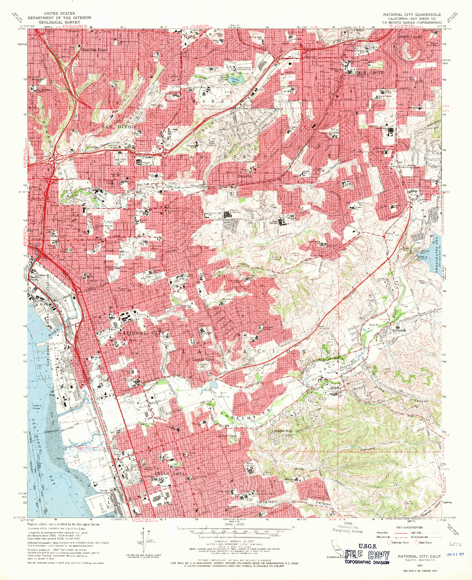 USGS 1:24000-SCALE QUADRANGLE FOR NATIONAL CITY, CA 1967