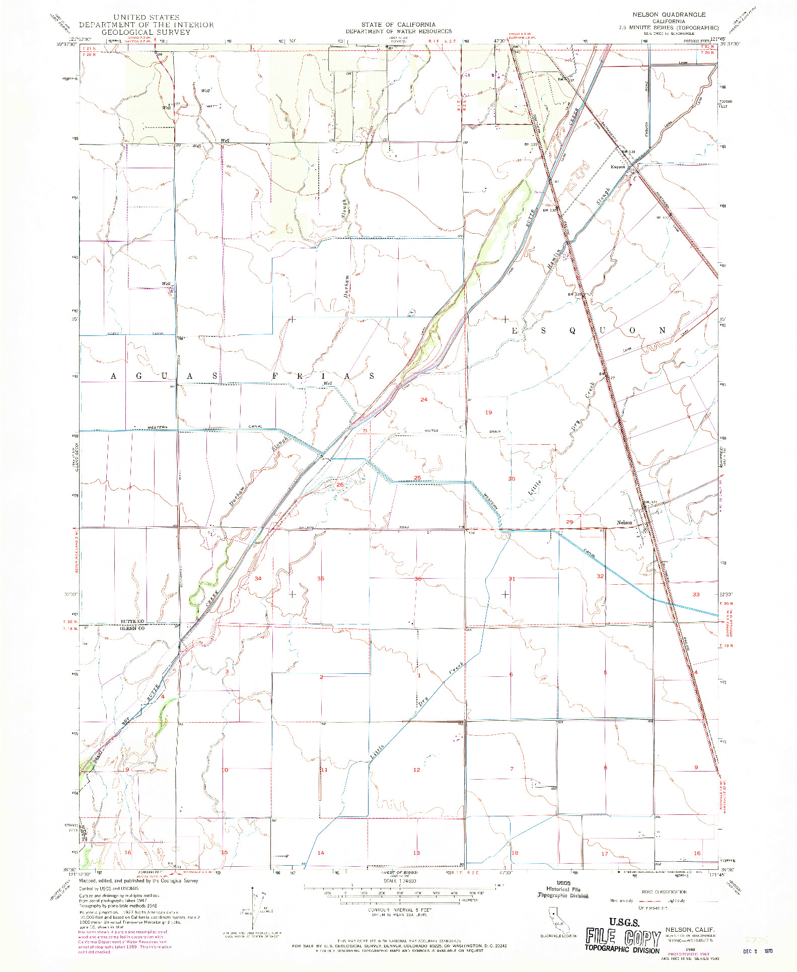 USGS 1:24000-SCALE QUADRANGLE FOR NELSON, CA 1948