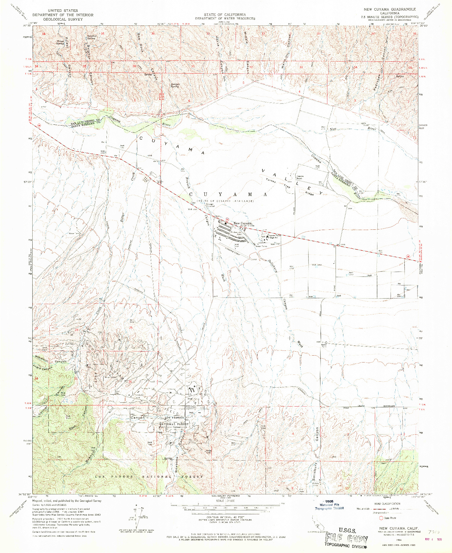 USGS 1:24000-SCALE QUADRANGLE FOR NEW CUYAMA, CA 1964