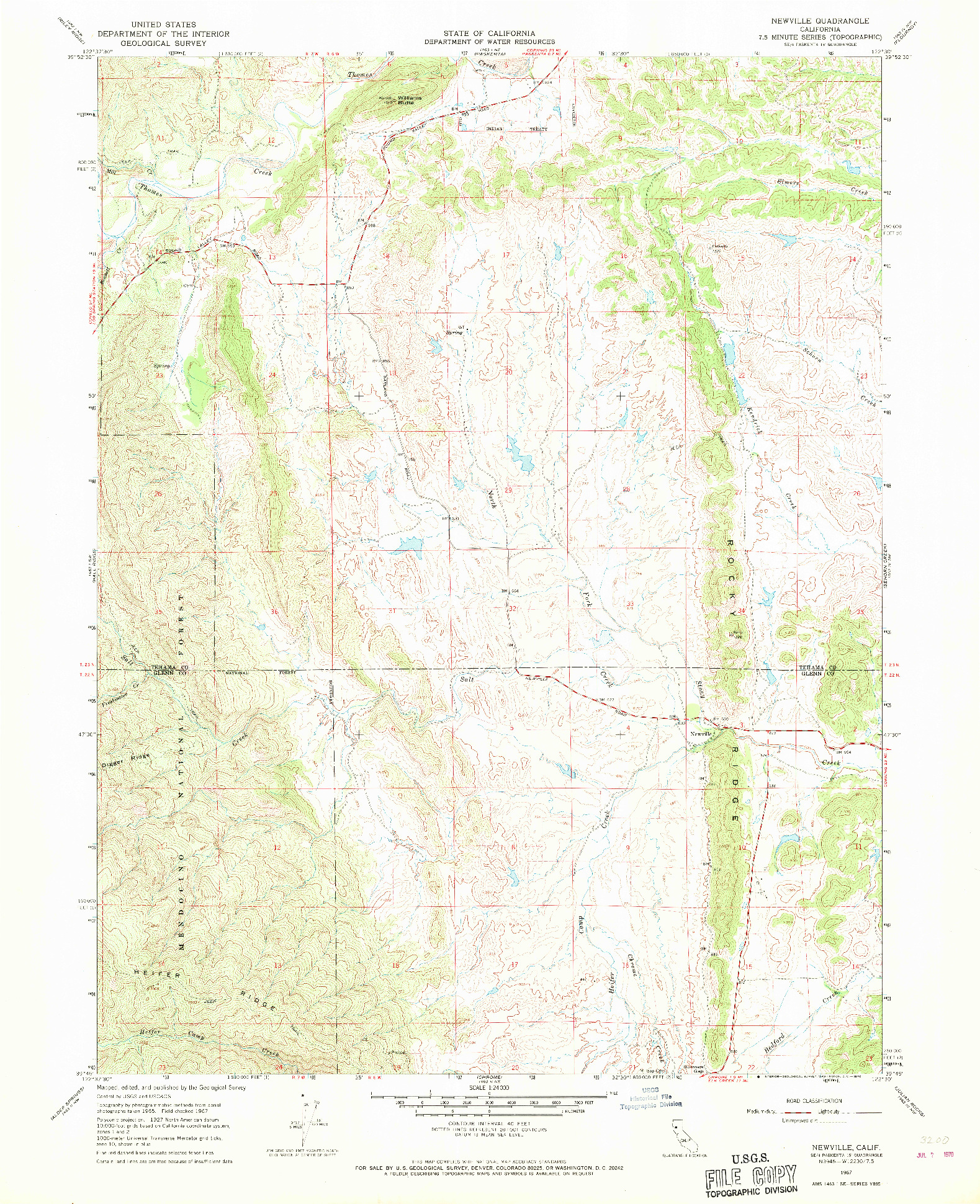 USGS 1:24000-SCALE QUADRANGLE FOR NEWVILLE, CA 1967
