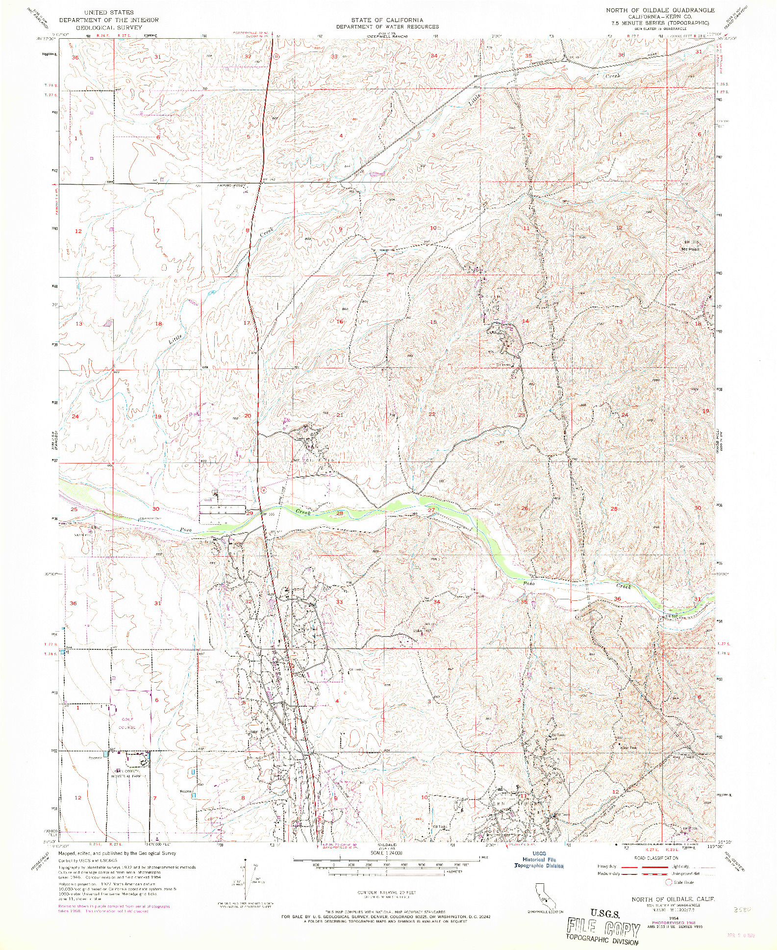 USGS 1:24000-SCALE QUADRANGLE FOR NORTH OF OILDALE, CA 1954