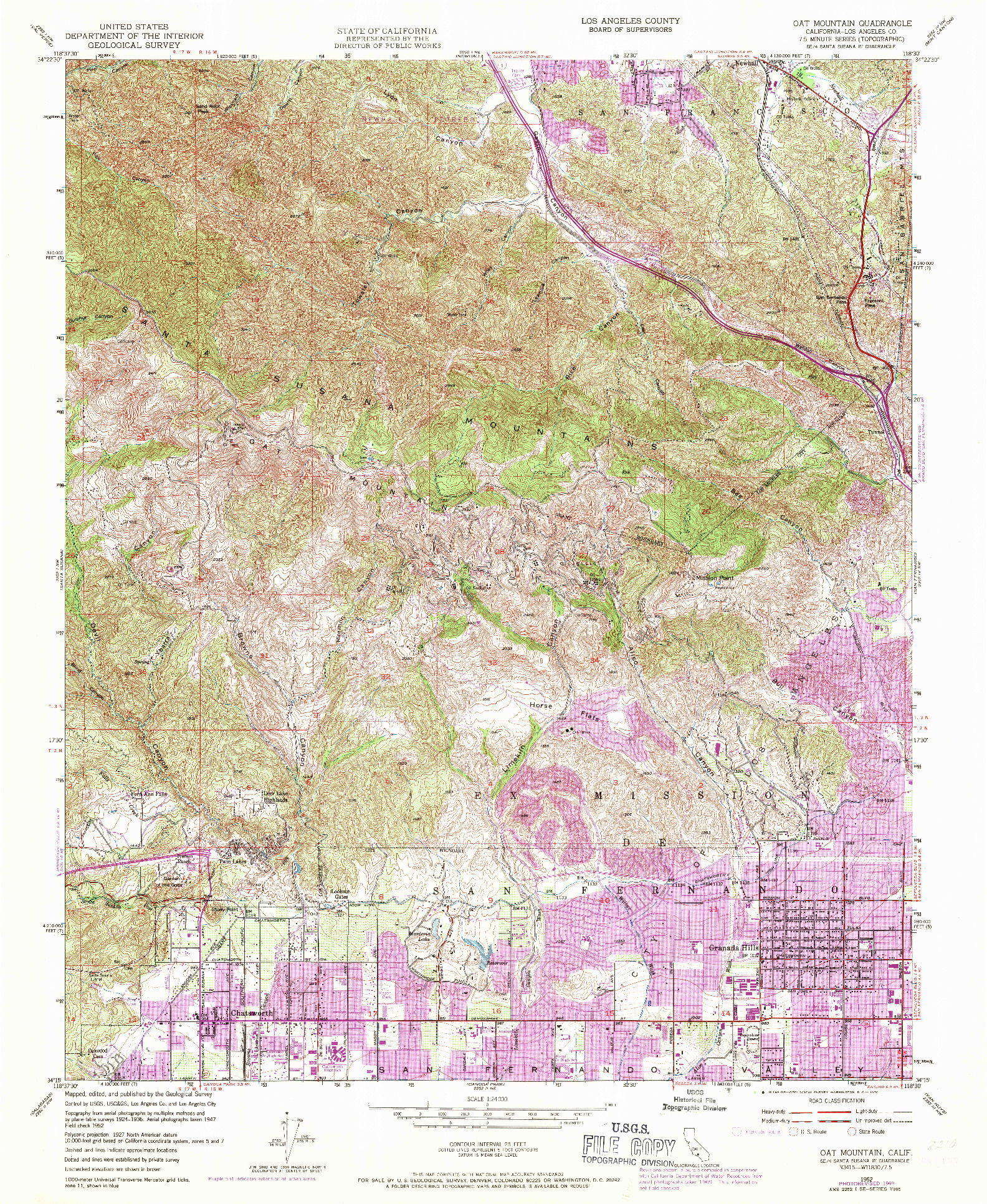 USGS 1:24000-SCALE QUADRANGLE FOR OAT MOUNTAIN, CA 1952