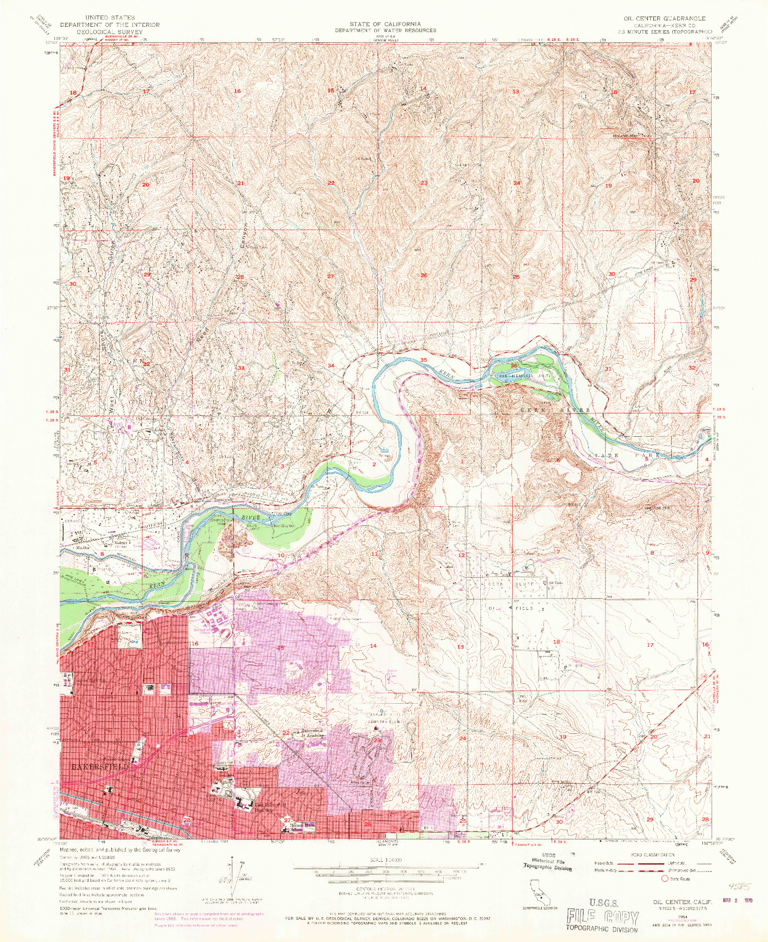 USGS 1:24000-SCALE QUADRANGLE FOR OIL CENTER, CA 1954