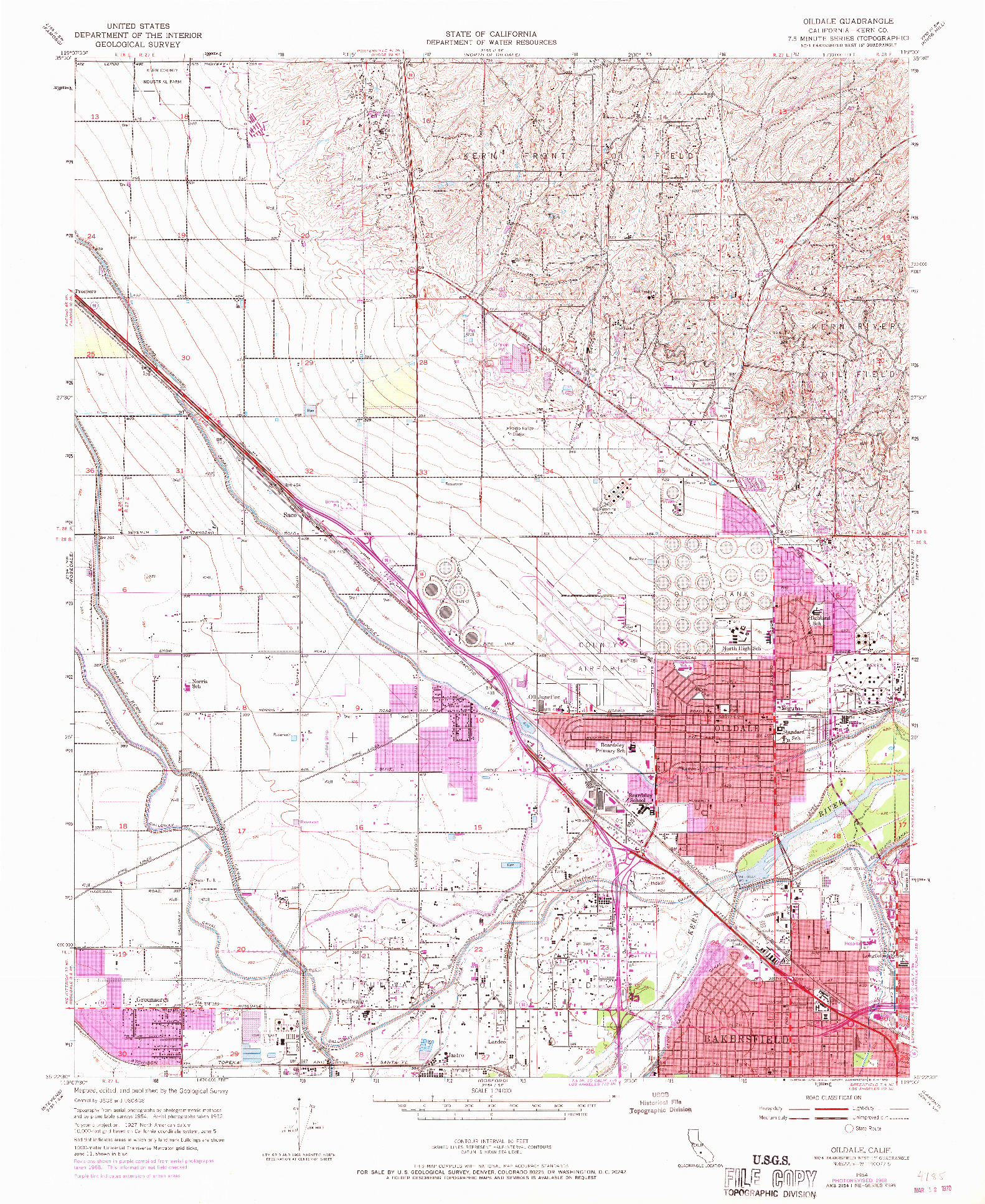 USGS 1:24000-SCALE QUADRANGLE FOR OILDALE, CA 1954