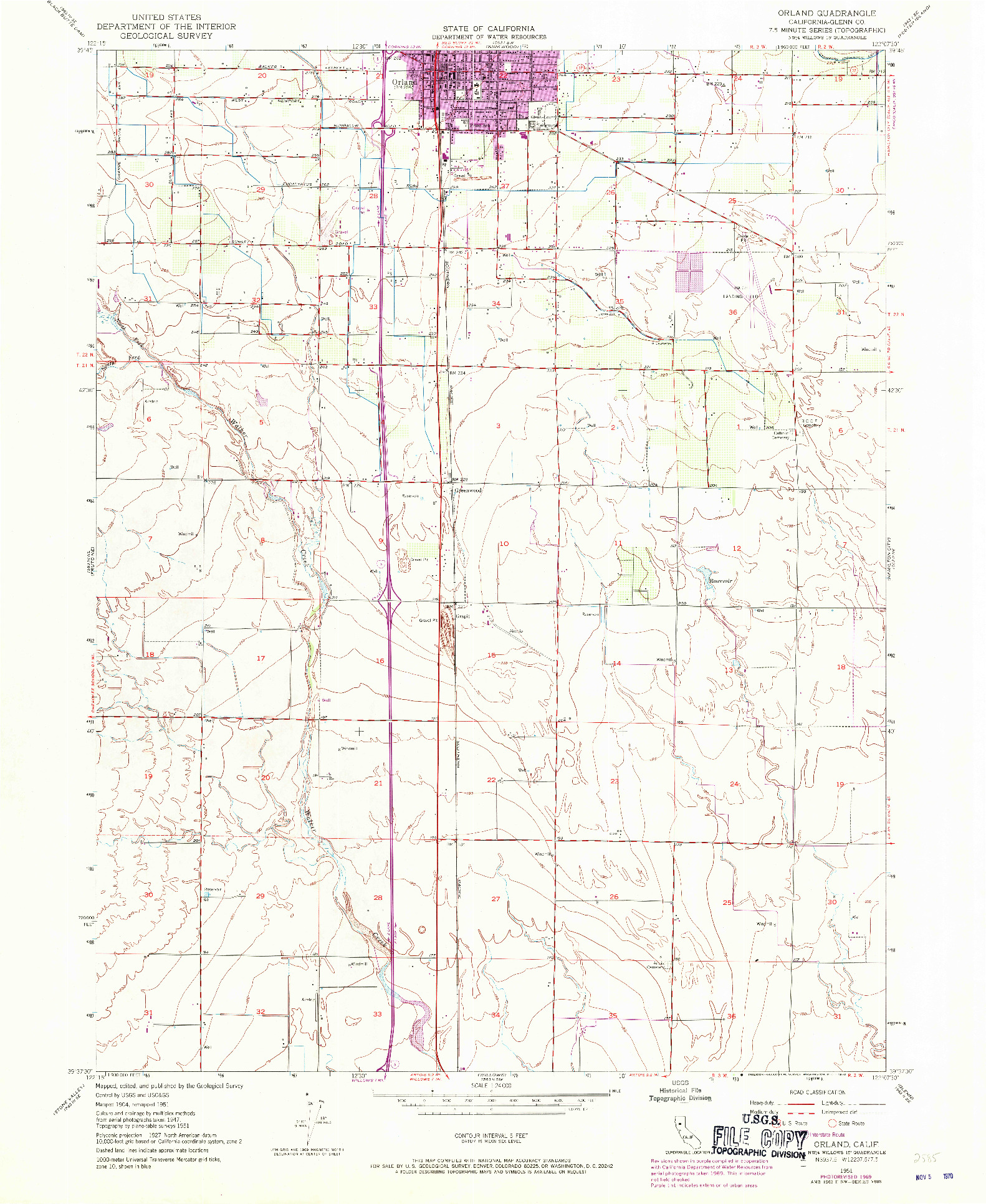 USGS 1:24000-SCALE QUADRANGLE FOR ORLAND, CA 1951