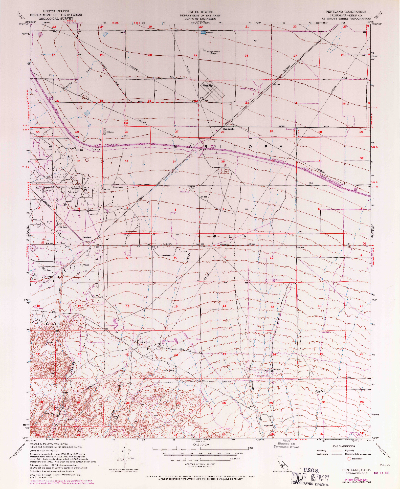 USGS 1:24000-SCALE QUADRANGLE FOR PENTLAND, CA 1953