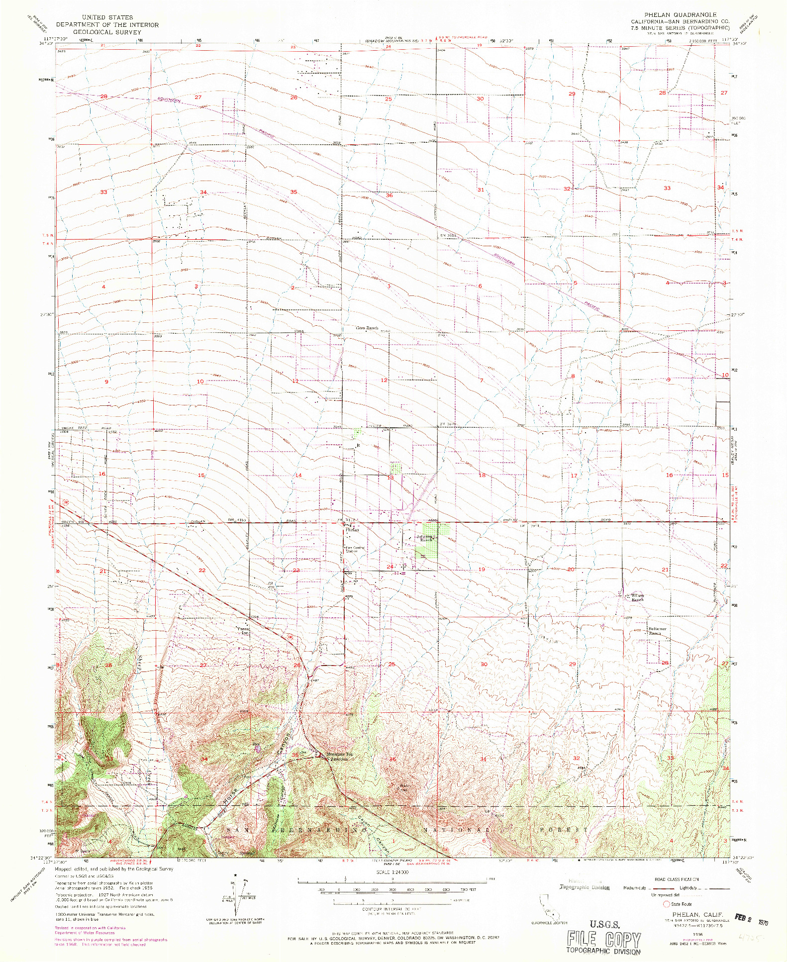 USGS 1:24000-SCALE QUADRANGLE FOR PHELAN, CA 1956