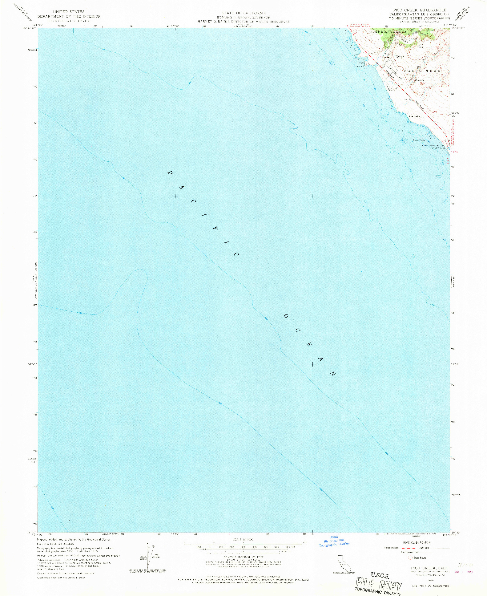 USGS 1:24000-SCALE QUADRANGLE FOR PICO CREEK, CA 1959