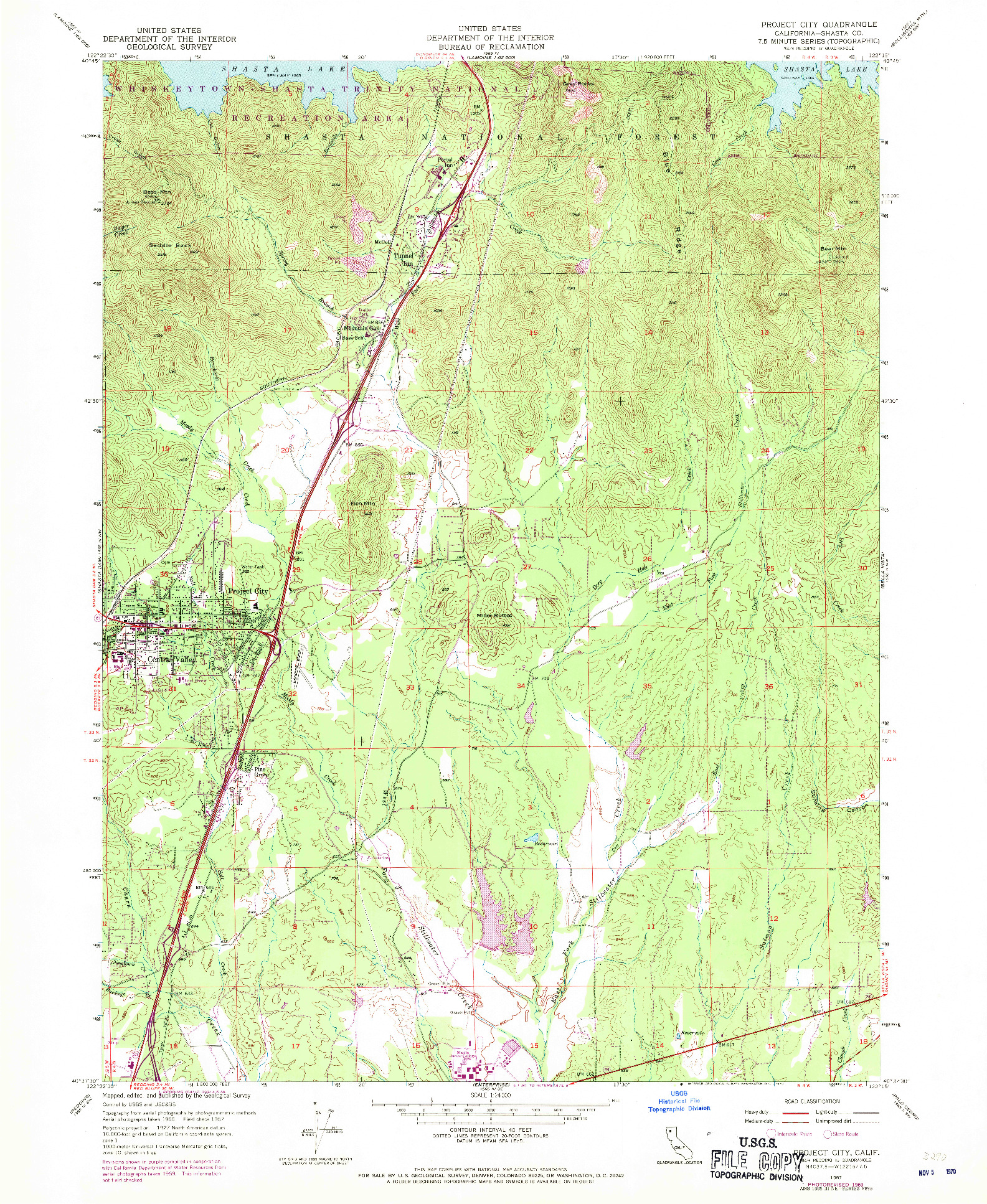USGS 1:24000-SCALE QUADRANGLE FOR PROJECT CITY, CA 1957