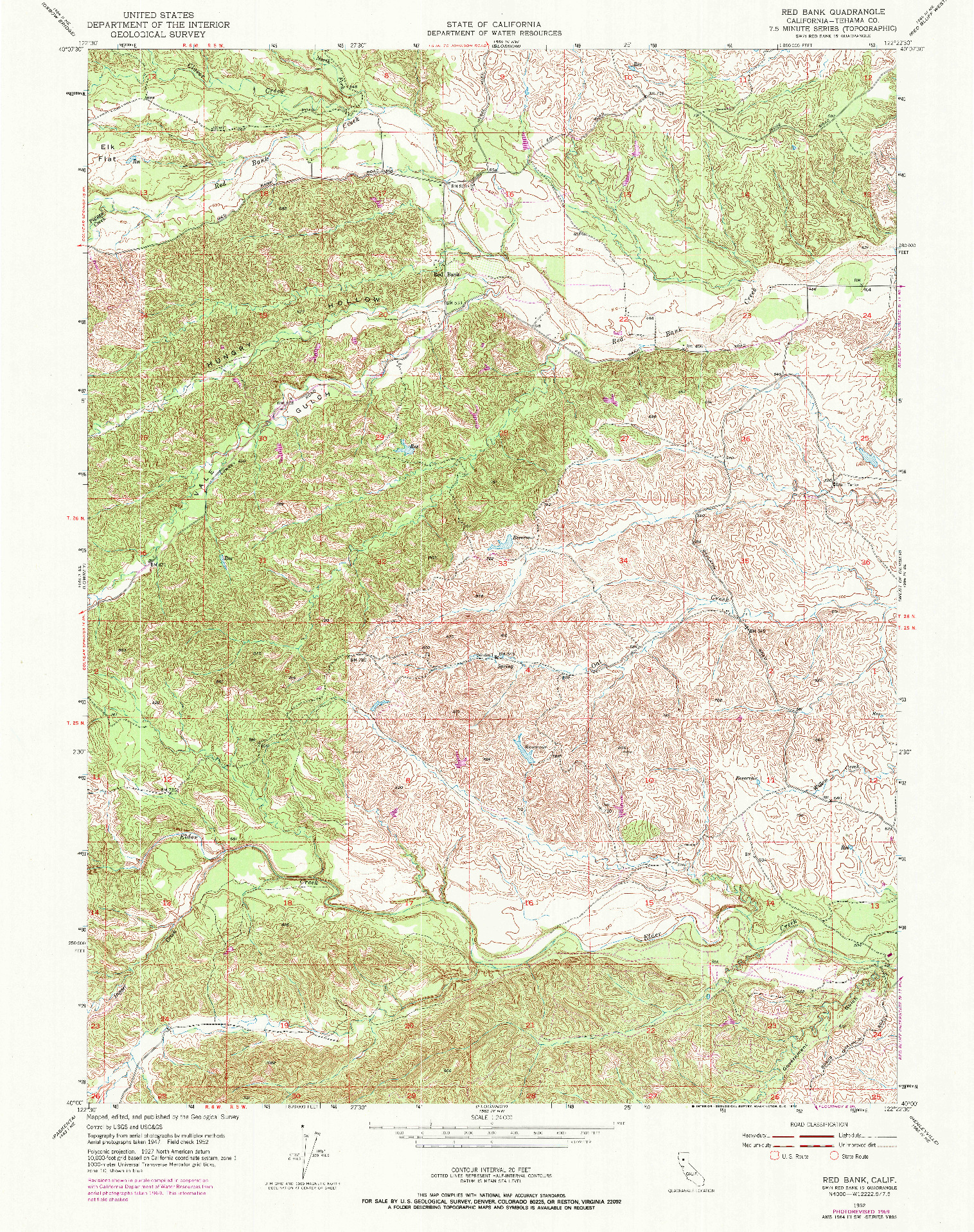 USGS 1:24000-SCALE QUADRANGLE FOR RED BANK, CA 1952