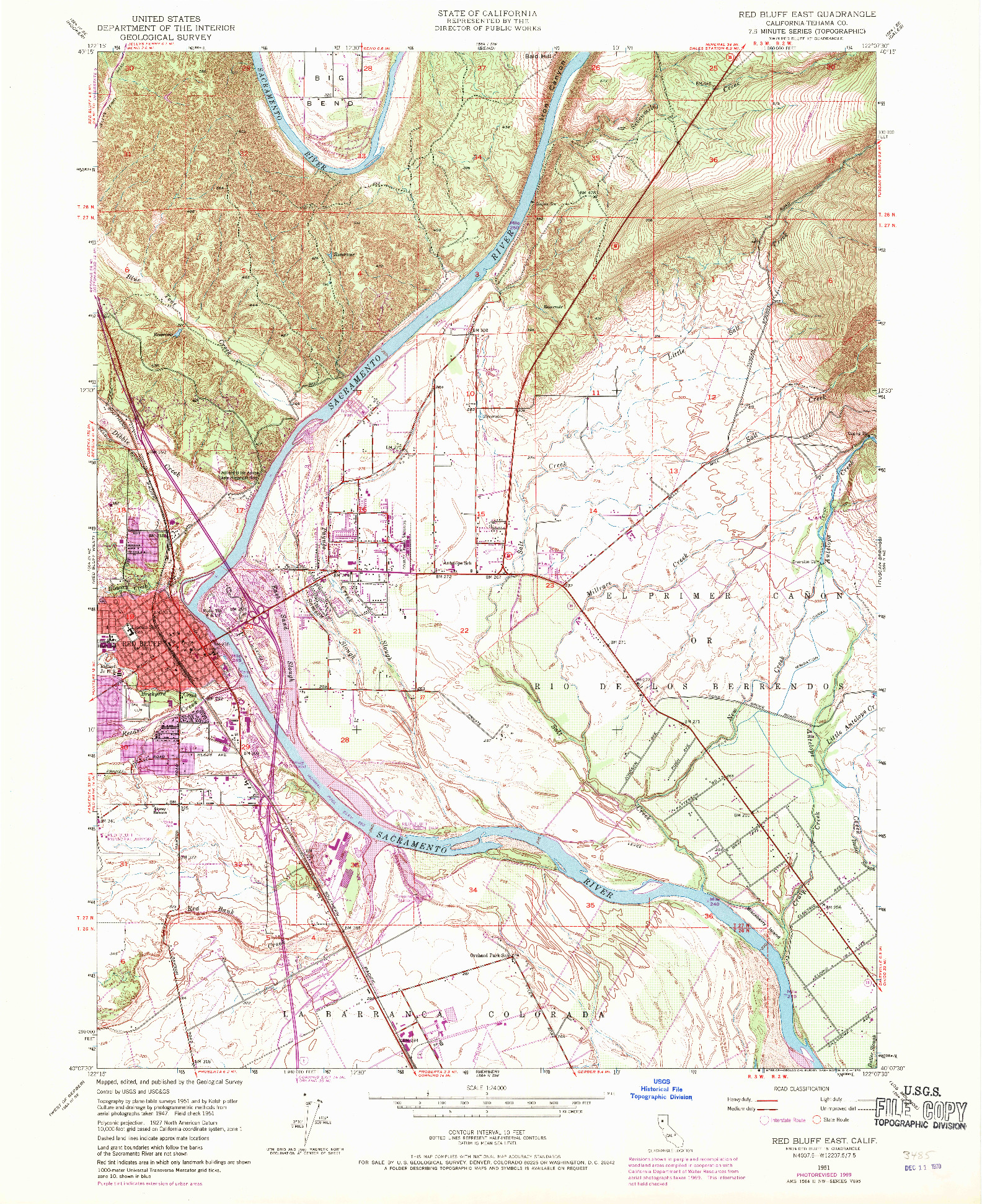 USGS 1:24000-SCALE QUADRANGLE FOR RED BLUFF EAST, CA 1951