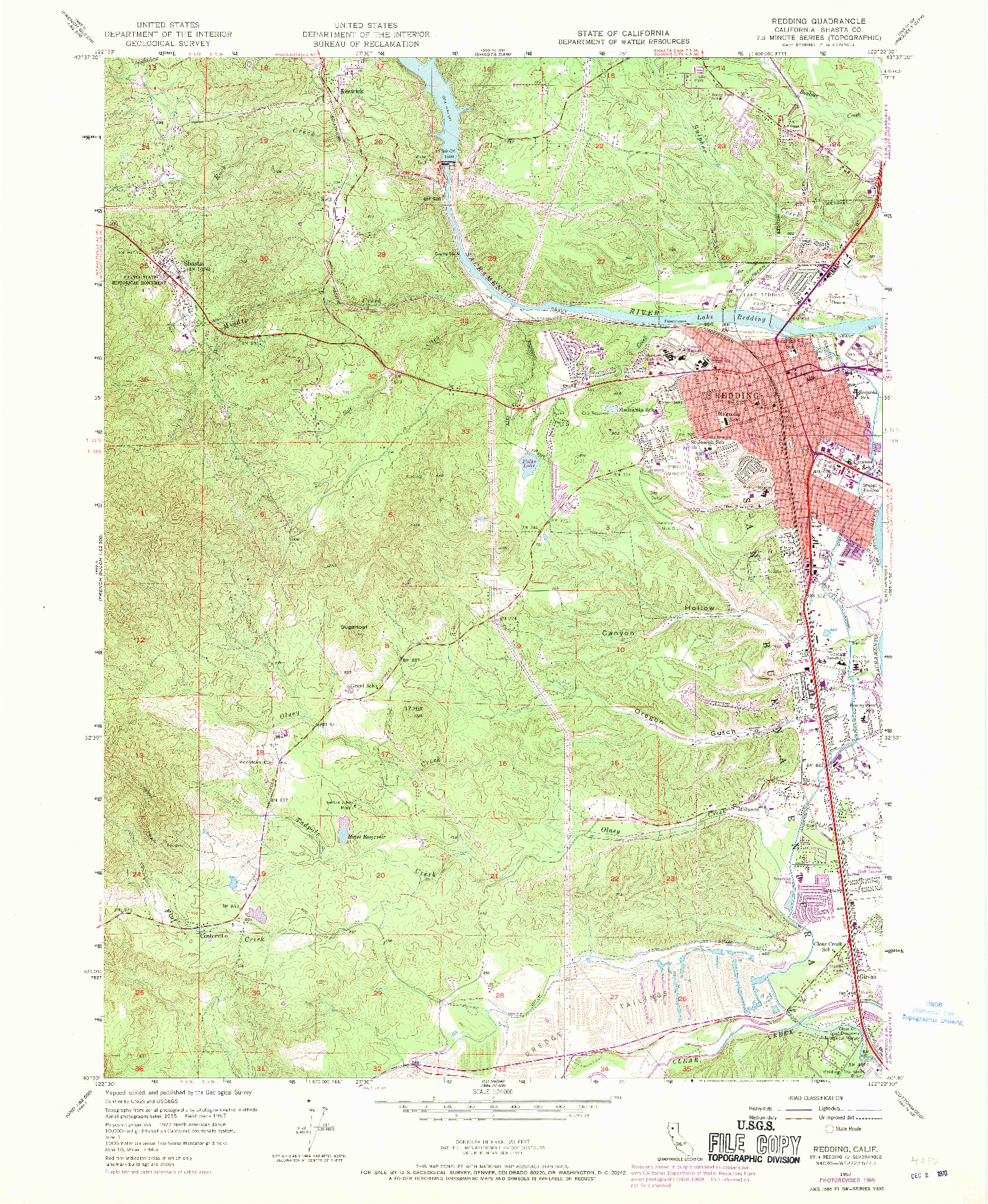 USGS 1:24000-SCALE QUADRANGLE FOR REDDING, CA 1957
