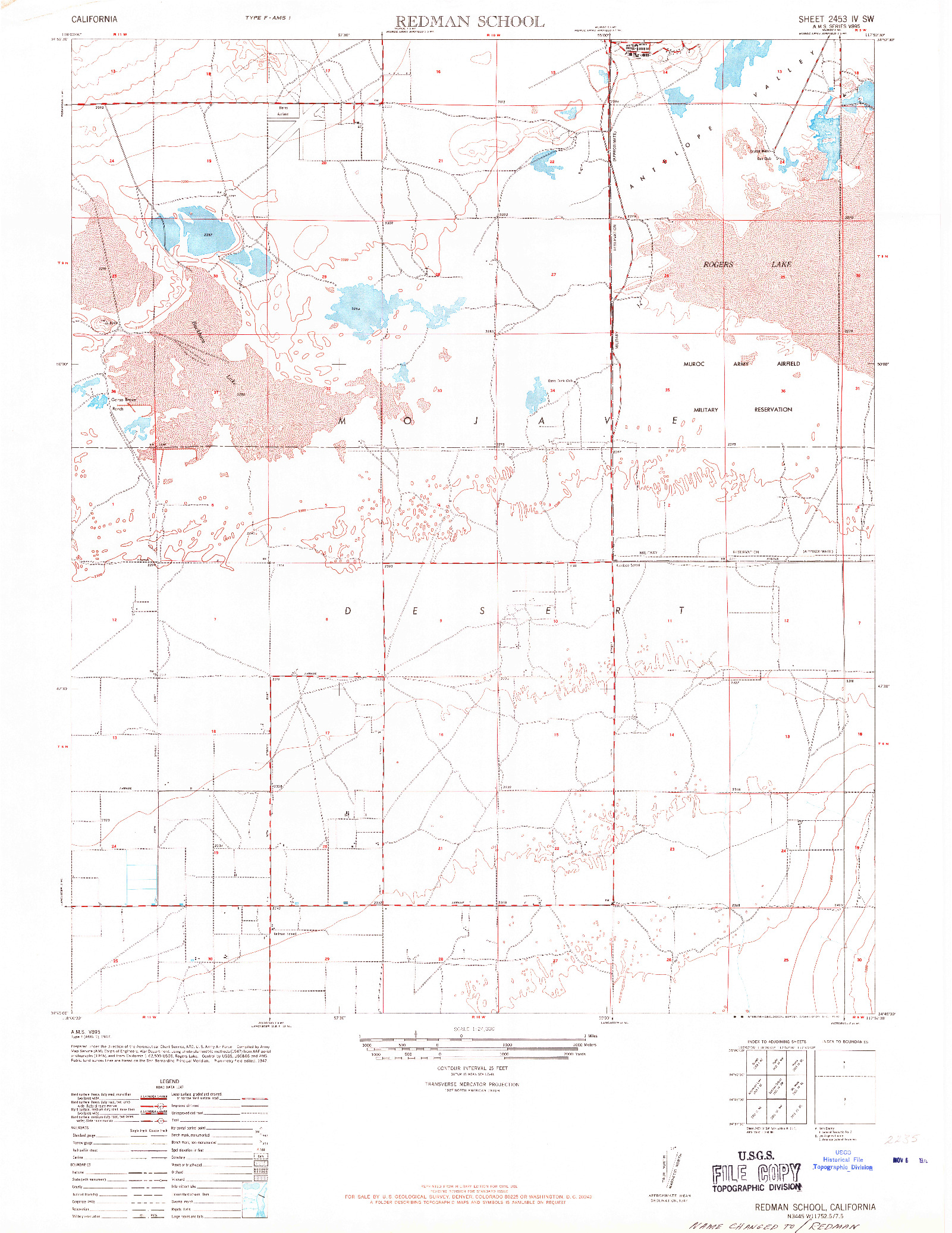 USGS 1:24000-SCALE QUADRANGLE FOR REDMAN SCHOOL, CA 1947