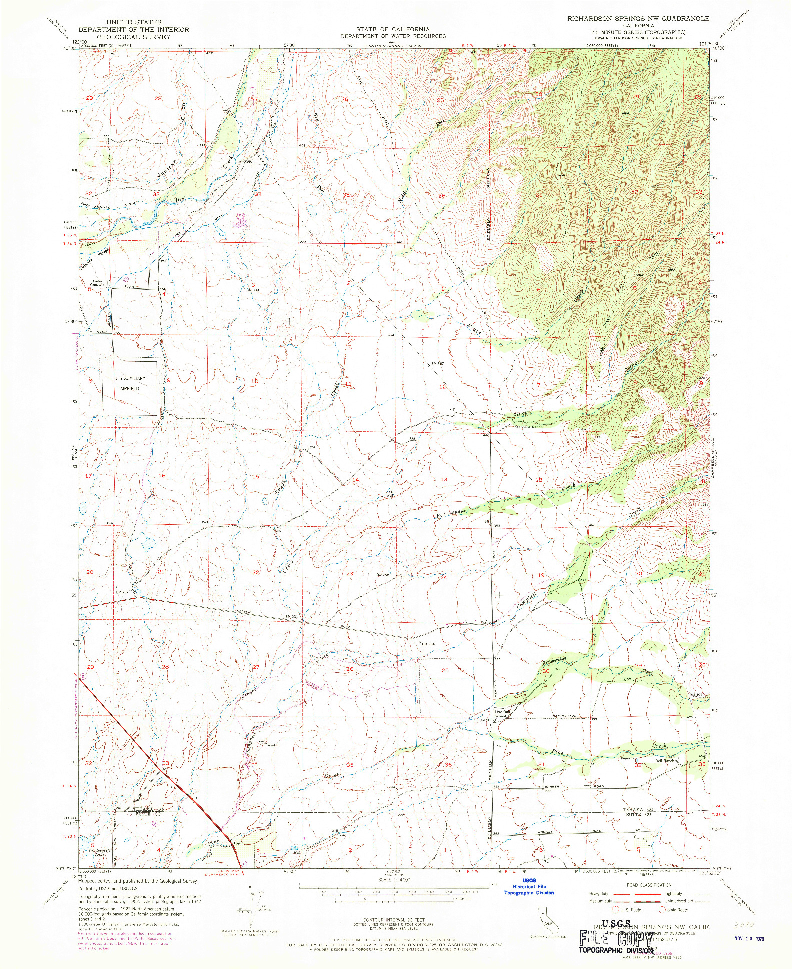 USGS 1:24000-SCALE QUADRANGLE FOR RICHARDSON SPRINGS NW, CA 1952