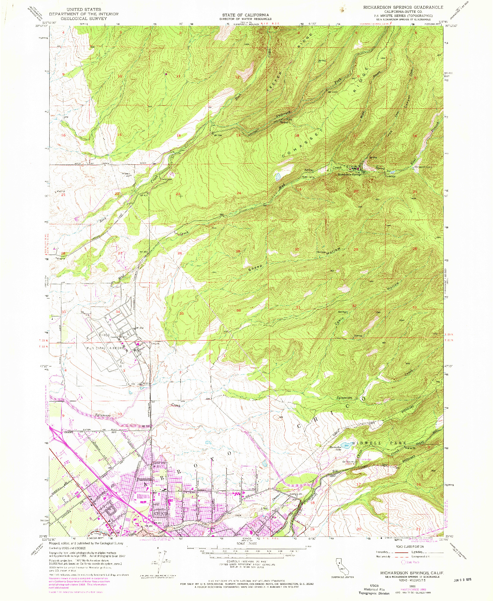 USGS 1:24000-SCALE QUADRANGLE FOR RICHARDSON SPRINGS, CA 1951