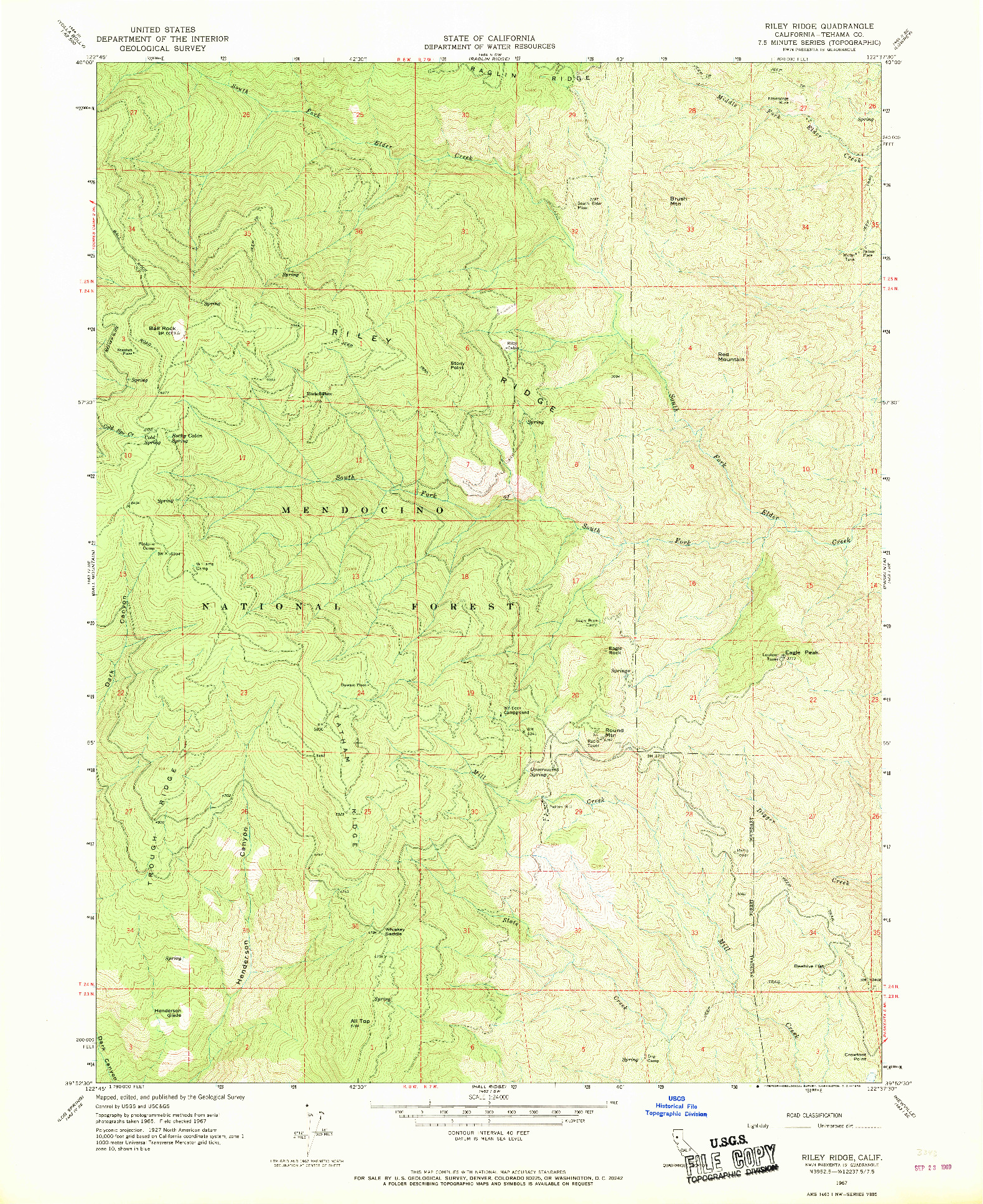 USGS 1:24000-SCALE QUADRANGLE FOR RILEY RIDGE, CA 1967
