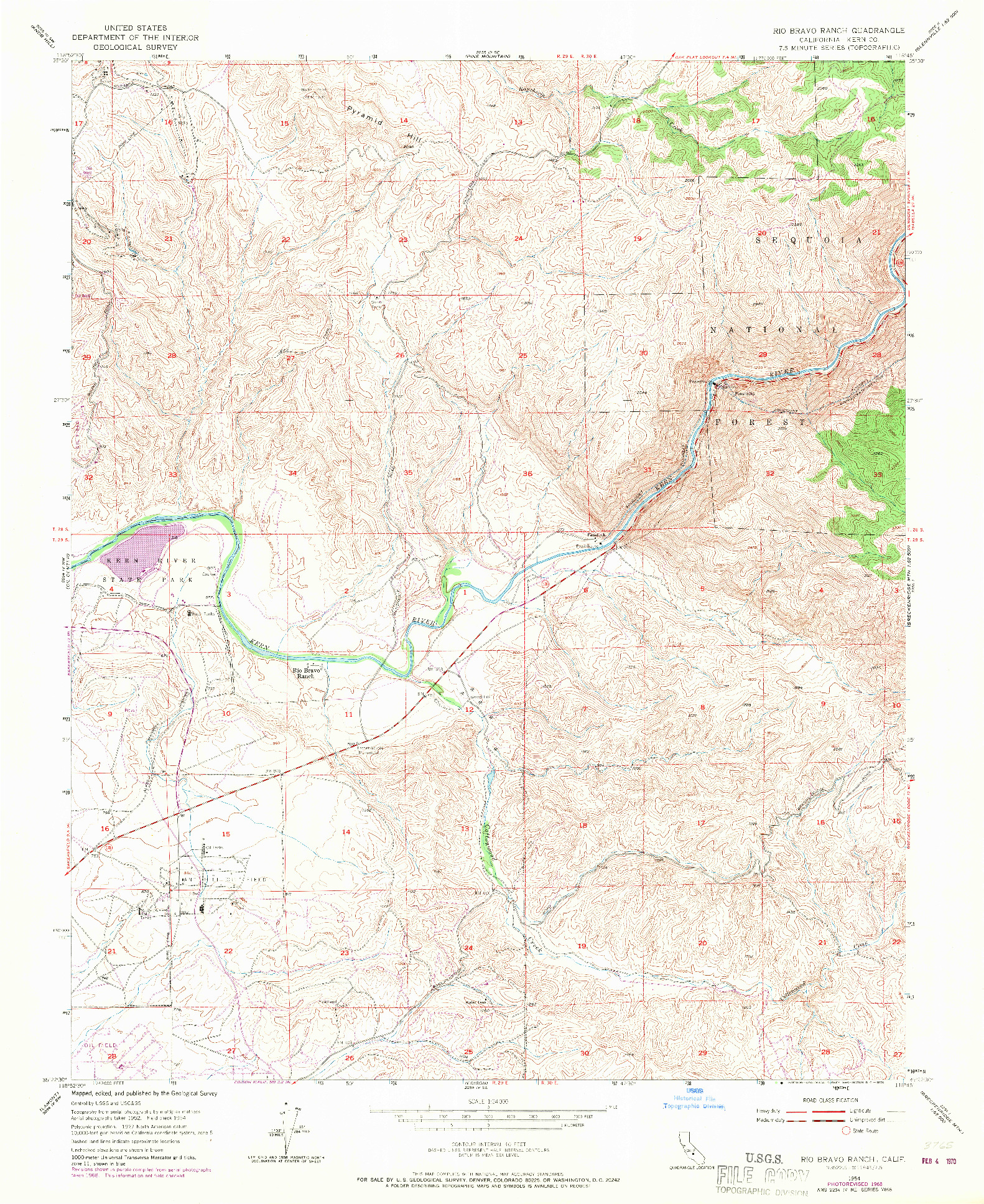 USGS 1:24000-SCALE QUADRANGLE FOR RIO BRAVO RANCH, CA 1954