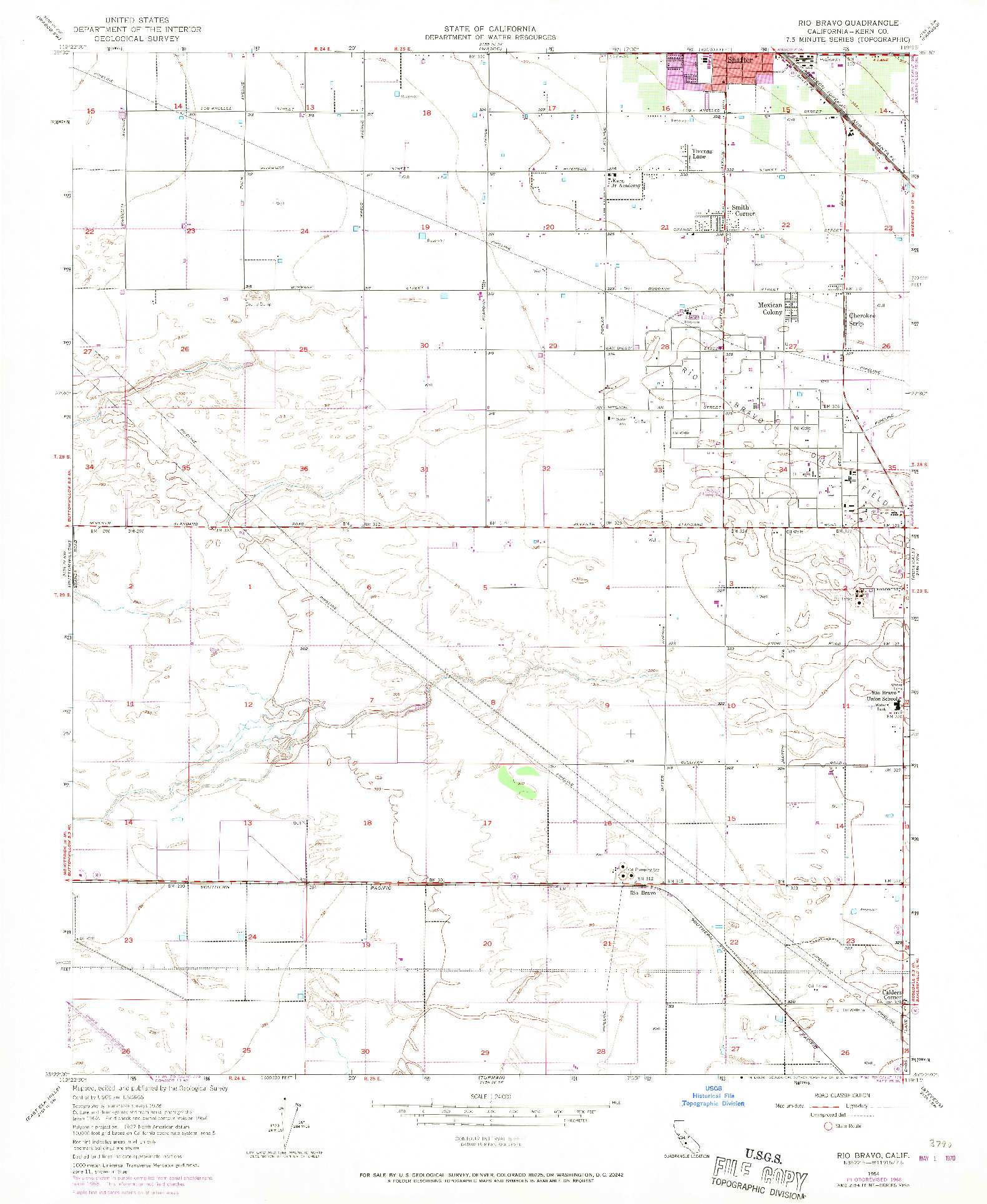 USGS 1:24000-SCALE QUADRANGLE FOR RIO BRAVO, CA 1954