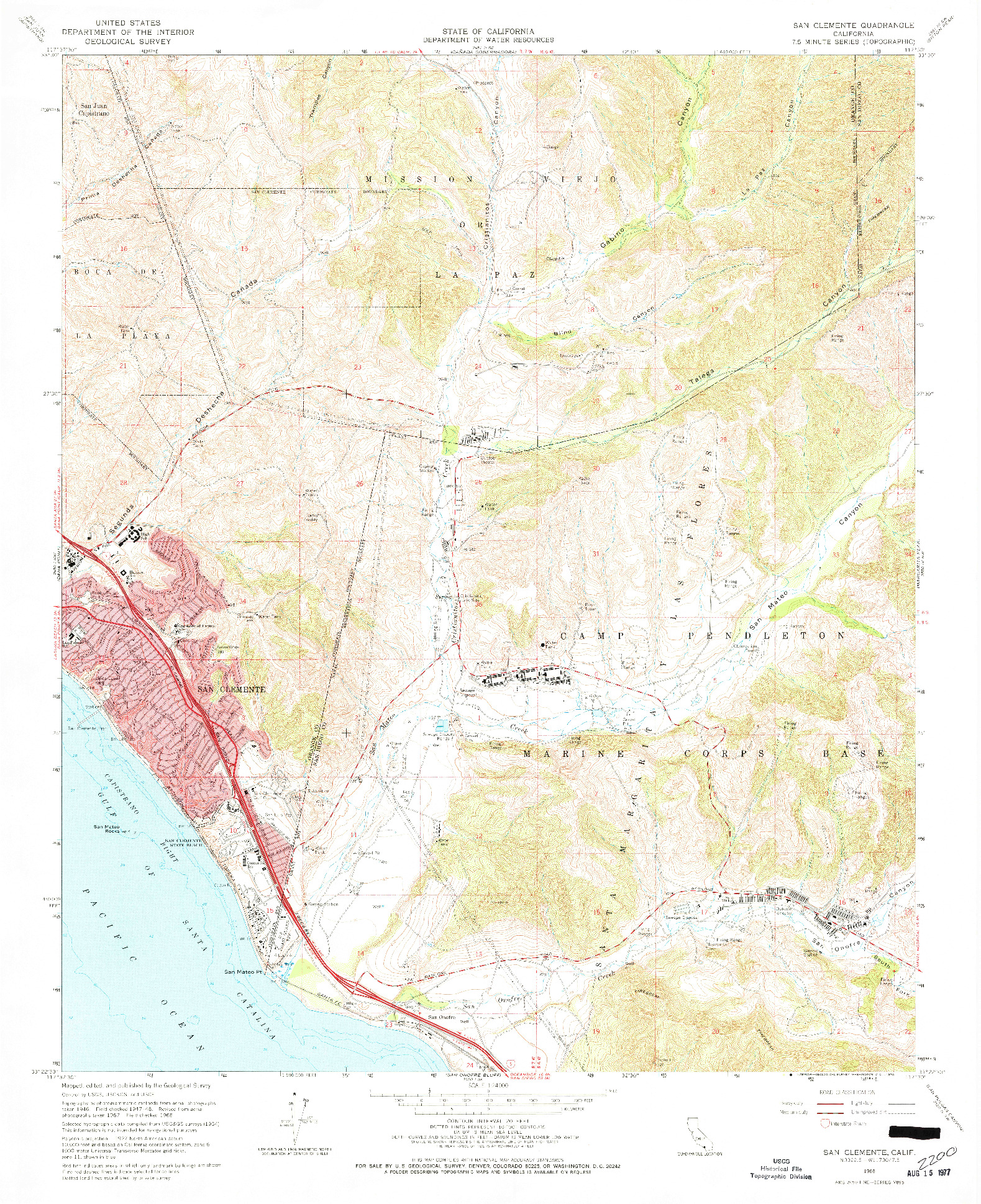 USGS 1:24000-SCALE QUADRANGLE FOR SAN CLEMENTE, CA 1968