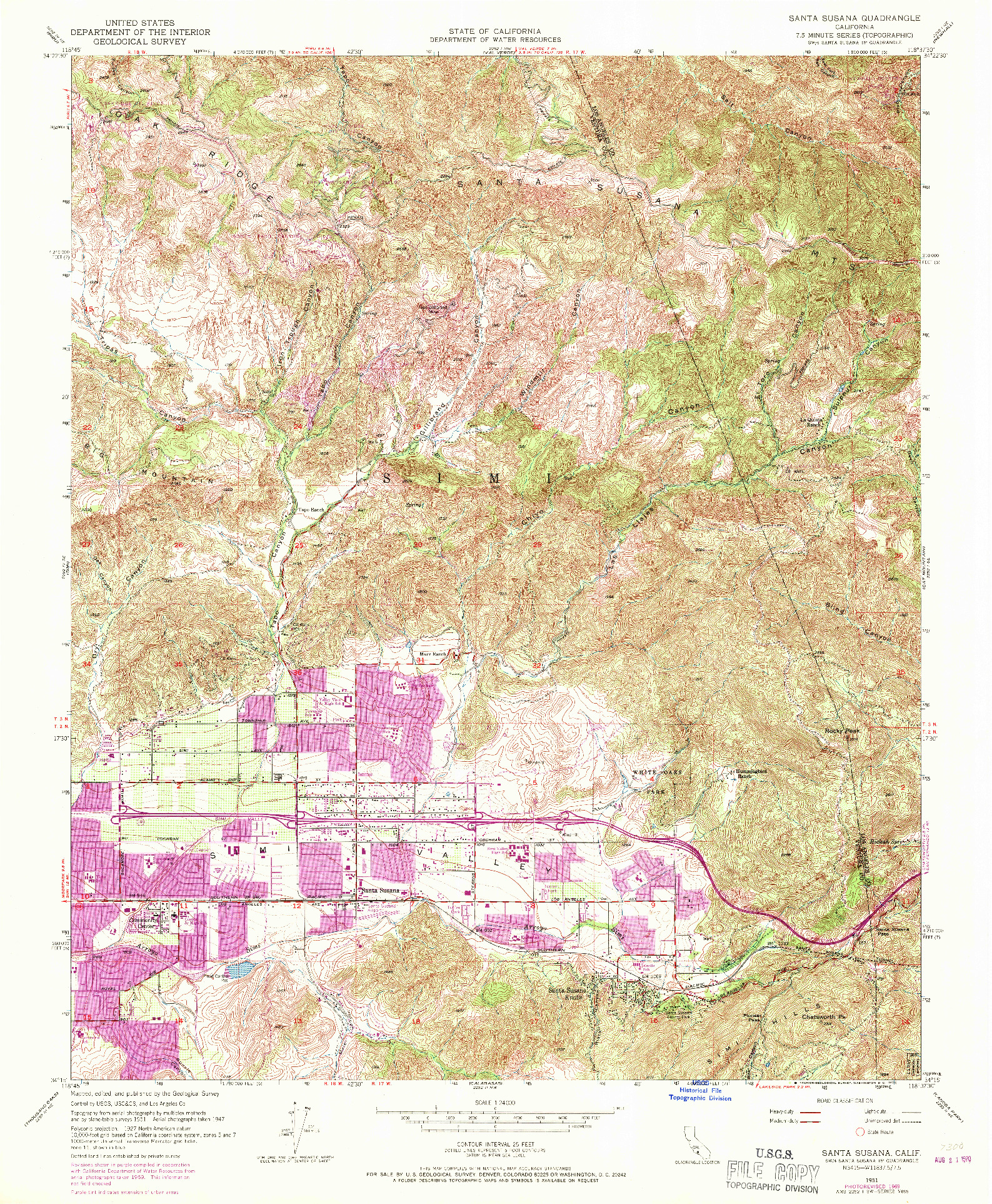 USGS 1:24000-SCALE QUADRANGLE FOR SANTA SUSANA, CA 1951