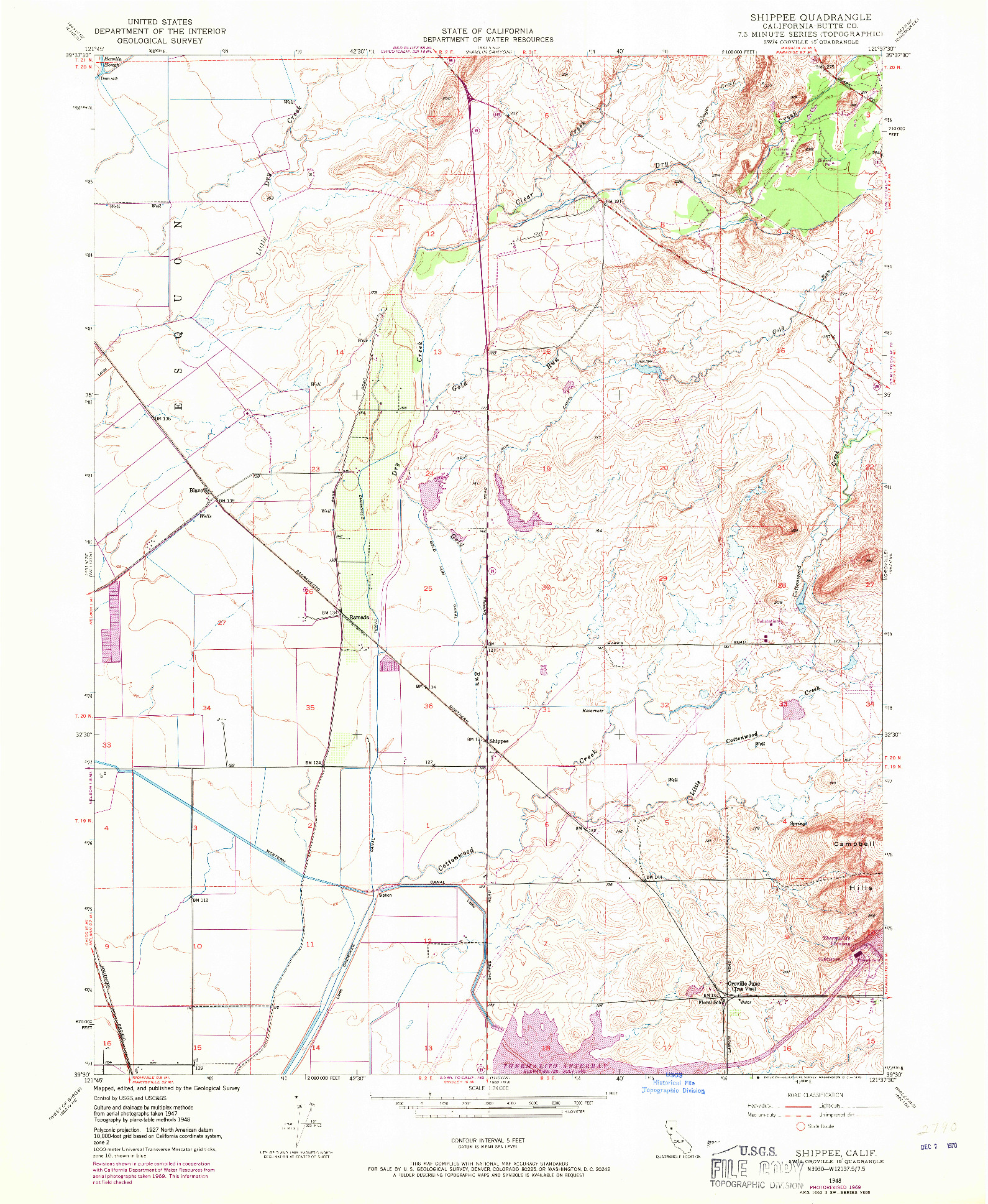 USGS 1:24000-SCALE QUADRANGLE FOR SHIPPEE, CA 1948