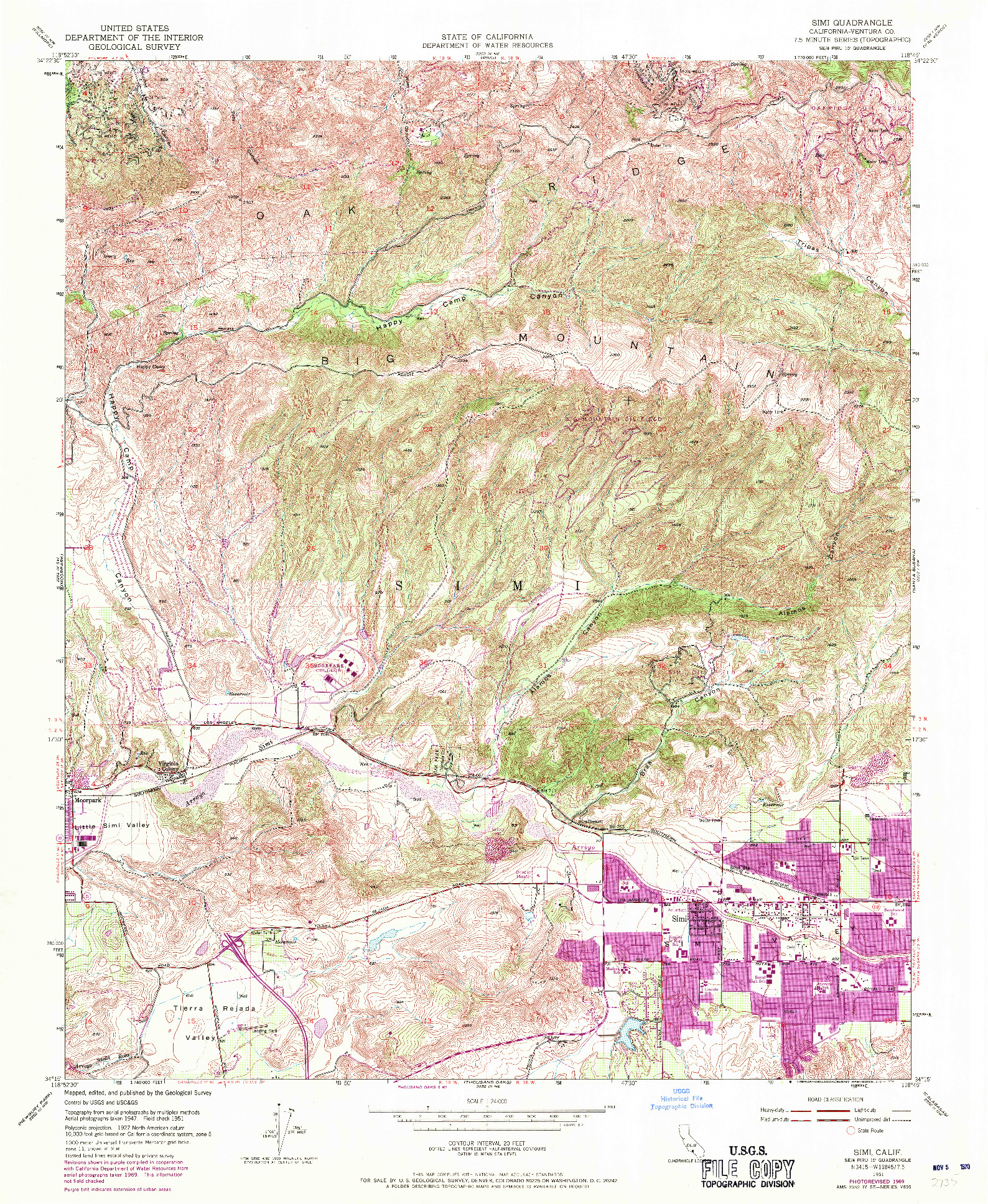 USGS 1:24000-SCALE QUADRANGLE FOR SIMI, CA 1951
