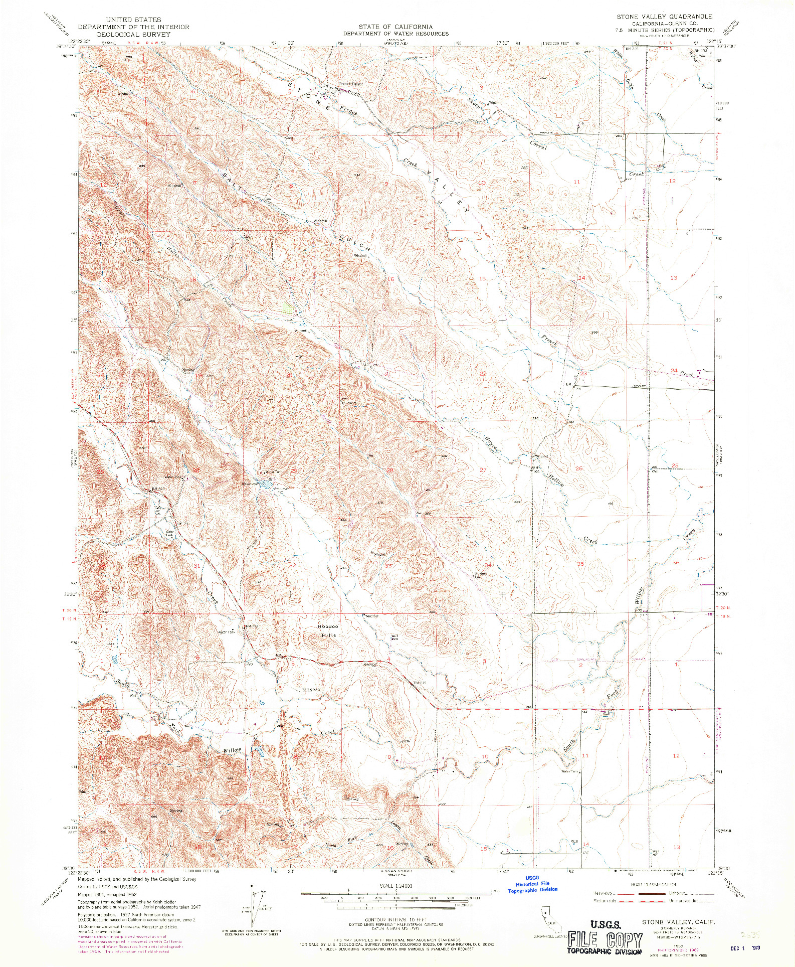 USGS 1:24000-SCALE QUADRANGLE FOR STONE VALLEY, CA 1952