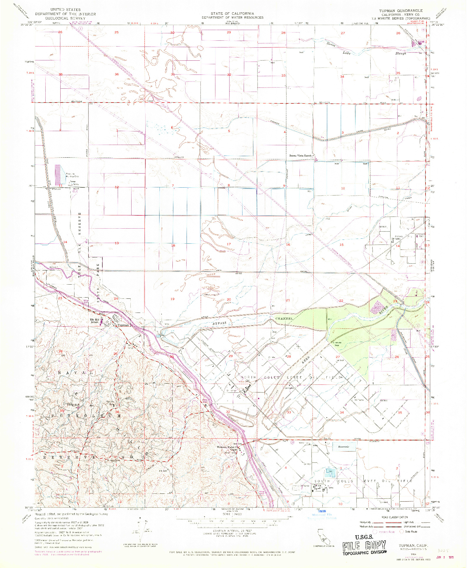 USGS 1:24000-SCALE QUADRANGLE FOR TUPMAN, CA 1954