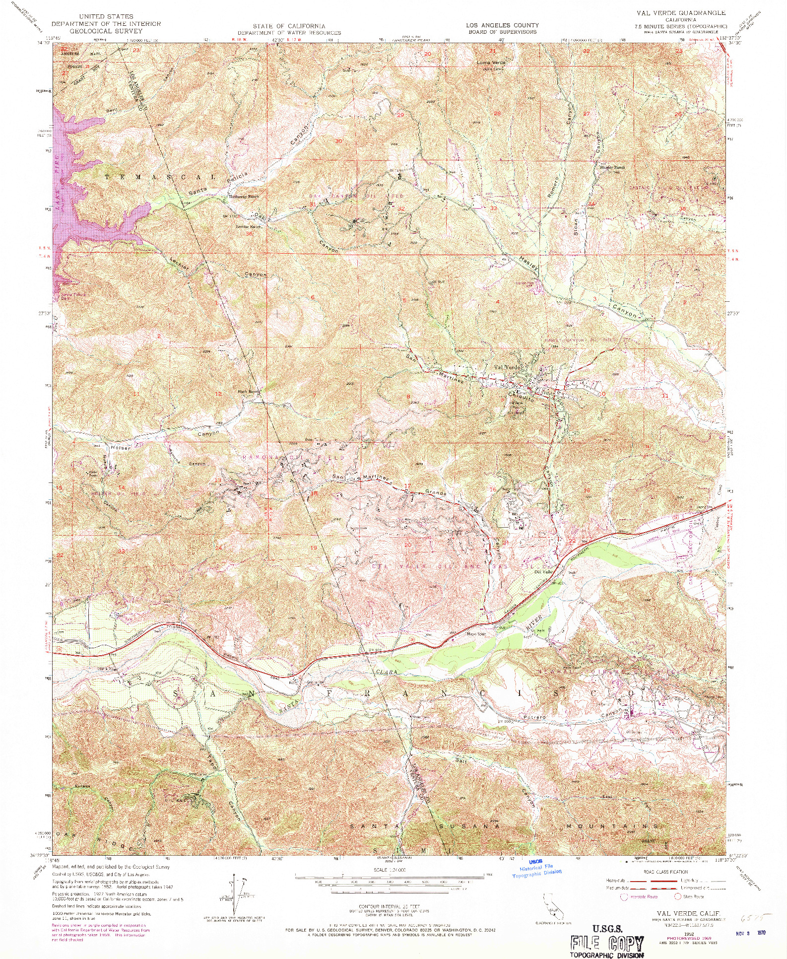 USGS 1:24000-SCALE QUADRANGLE FOR VAL VERDE, CA 1952