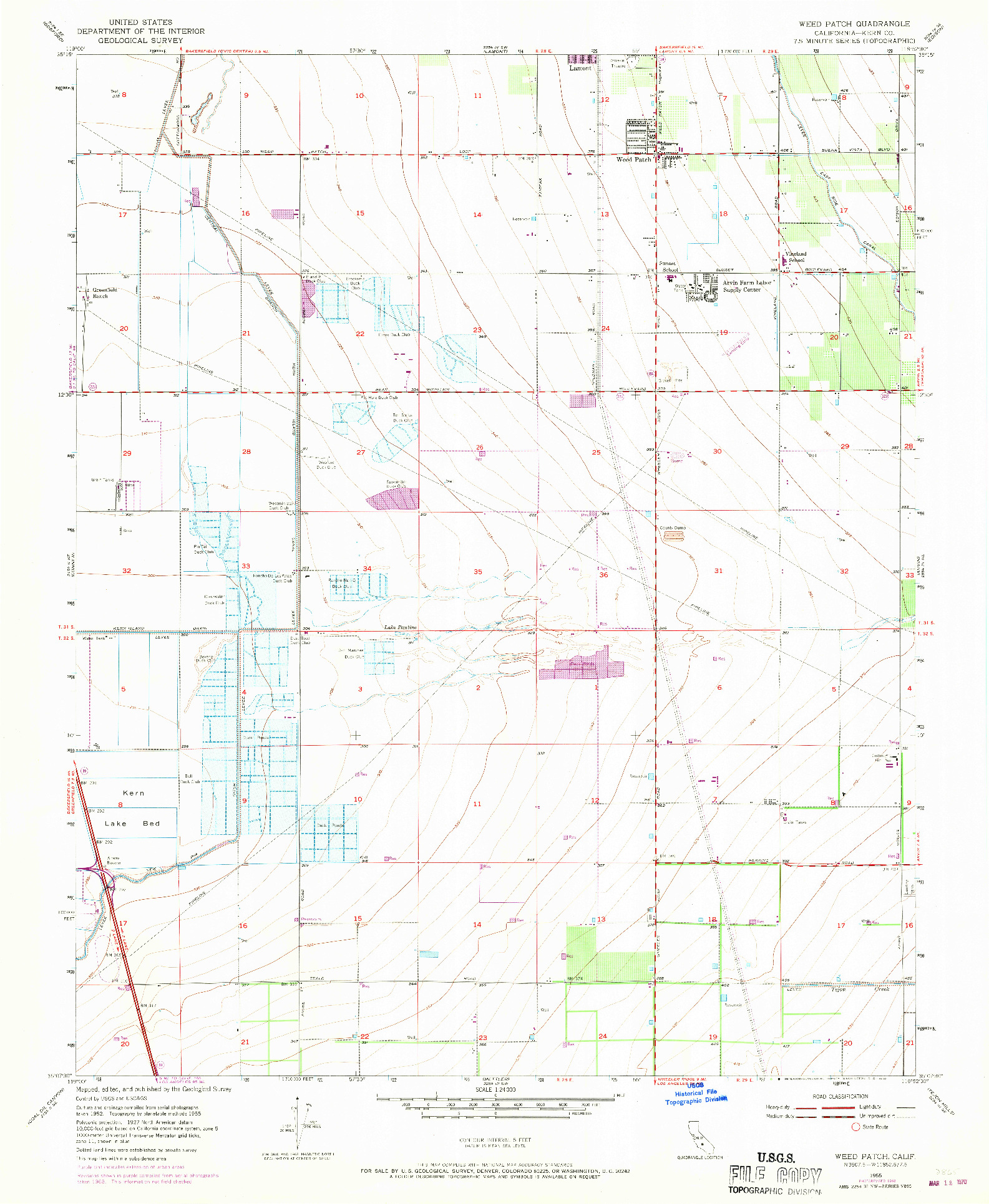 USGS 1:24000-SCALE QUADRANGLE FOR WEED PATCH, CA 1955