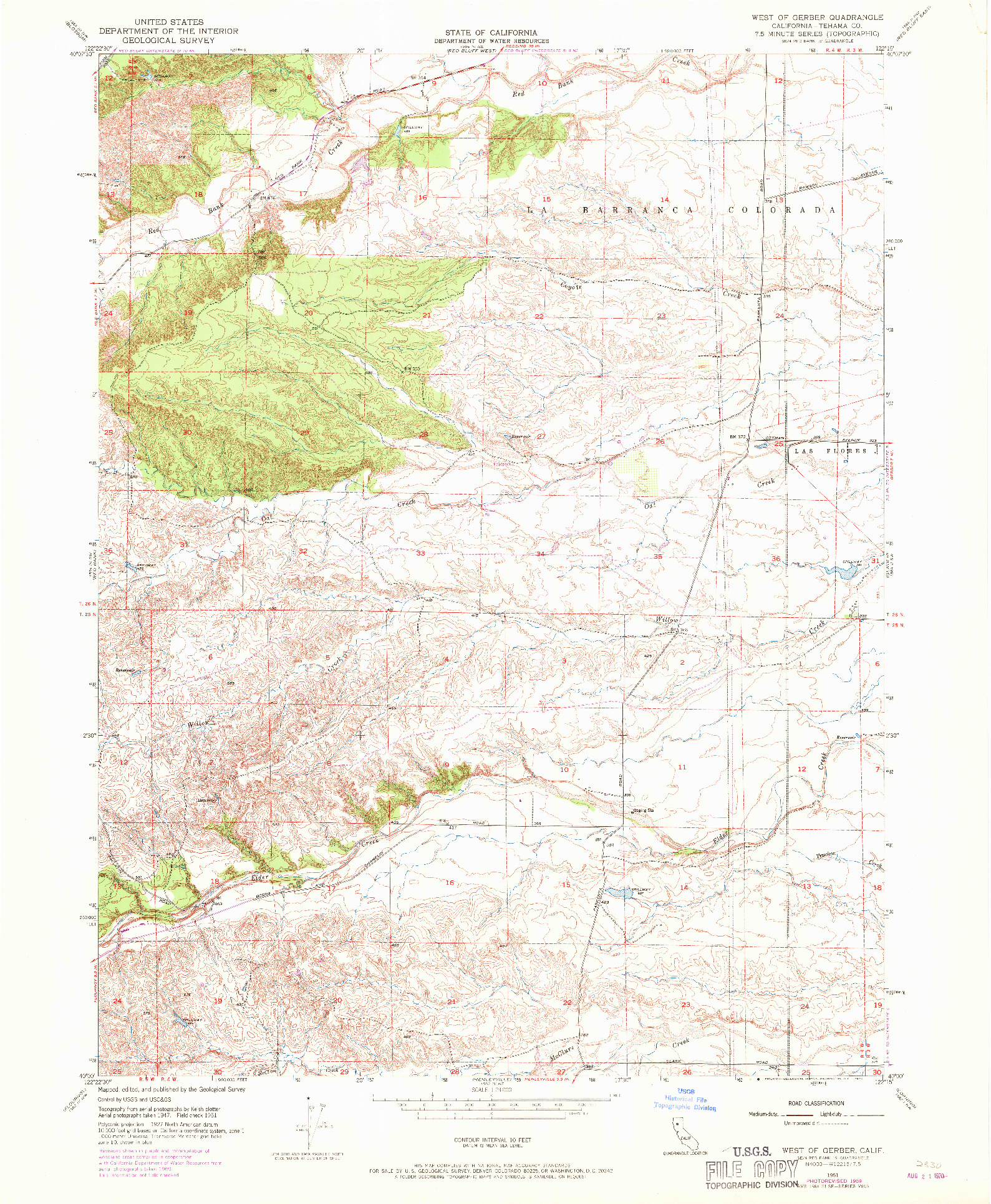 USGS 1:24000-SCALE QUADRANGLE FOR WEST OF GERBER, CA 1951
