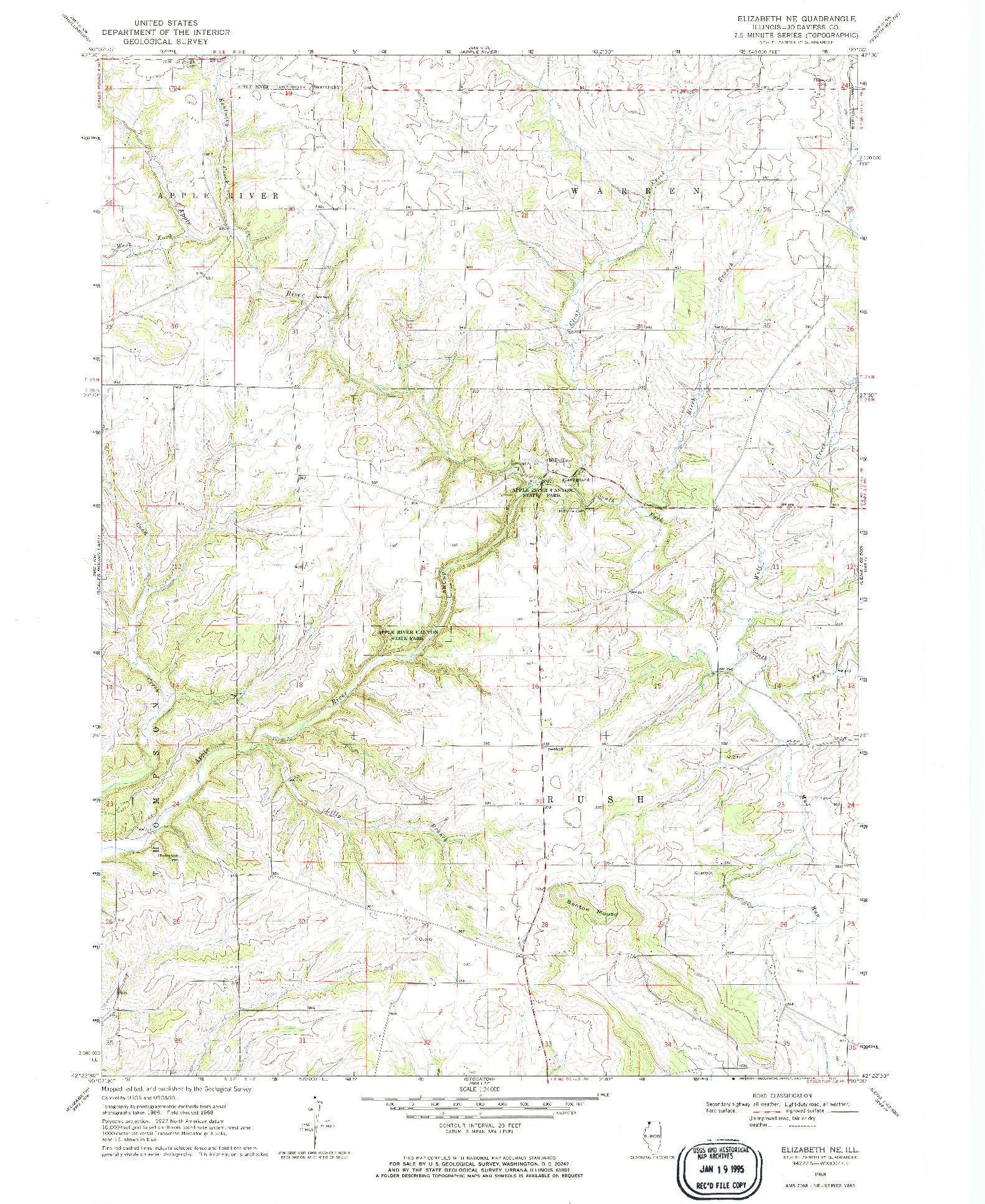 USGS 1:24000-SCALE QUADRANGLE FOR ELIZABETH NE, IL 1968