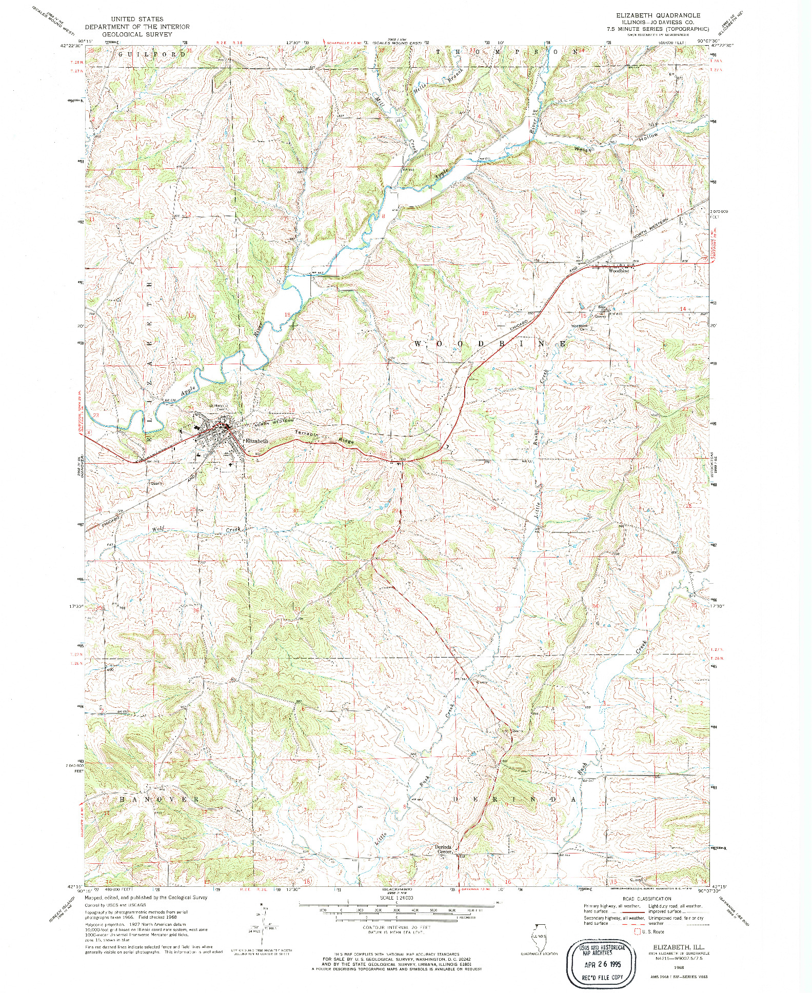 USGS 1:24000-SCALE QUADRANGLE FOR ELIZABETH, IL 1968