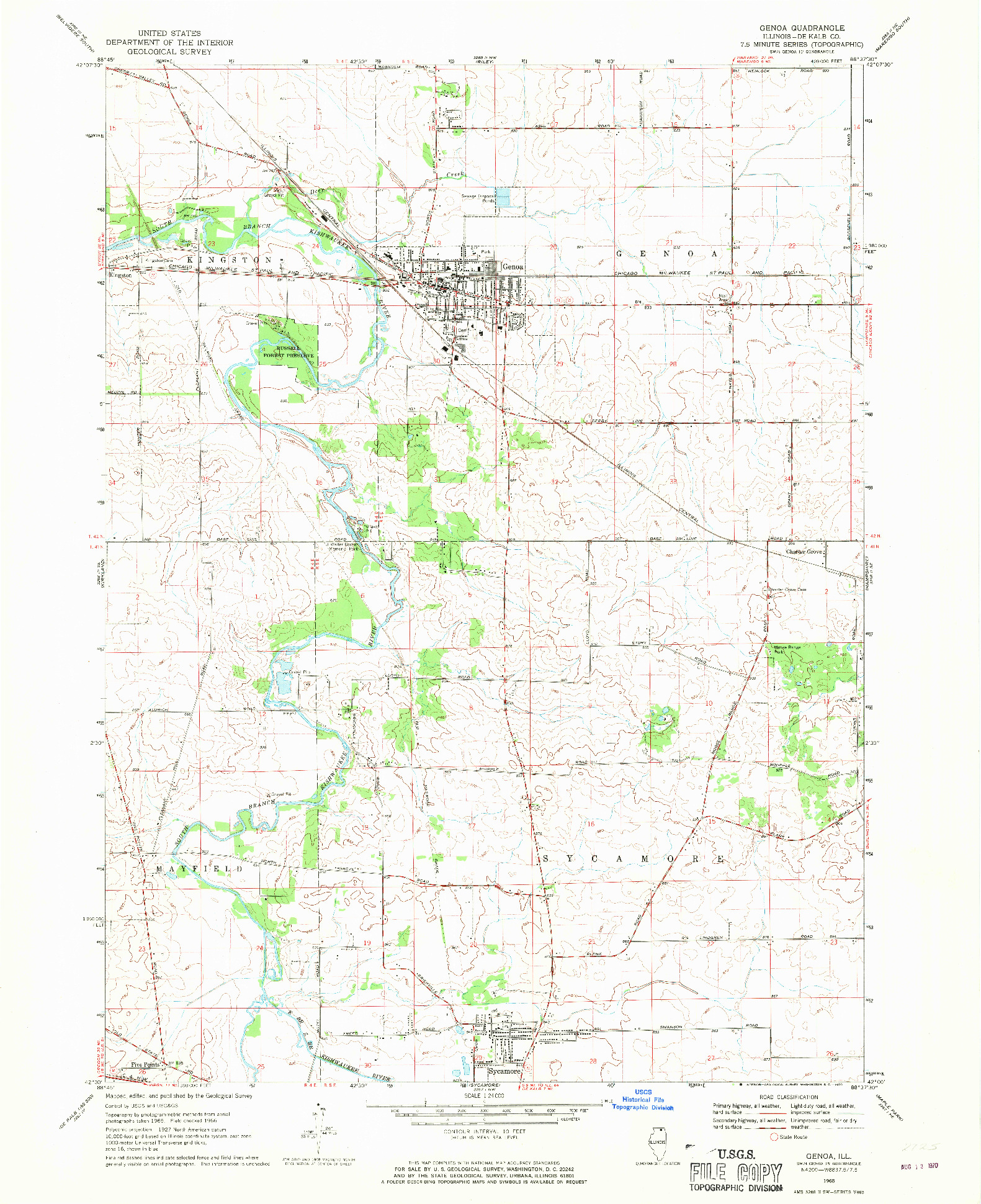 USGS 1:24000-SCALE QUADRANGLE FOR GENOA, IL 1968